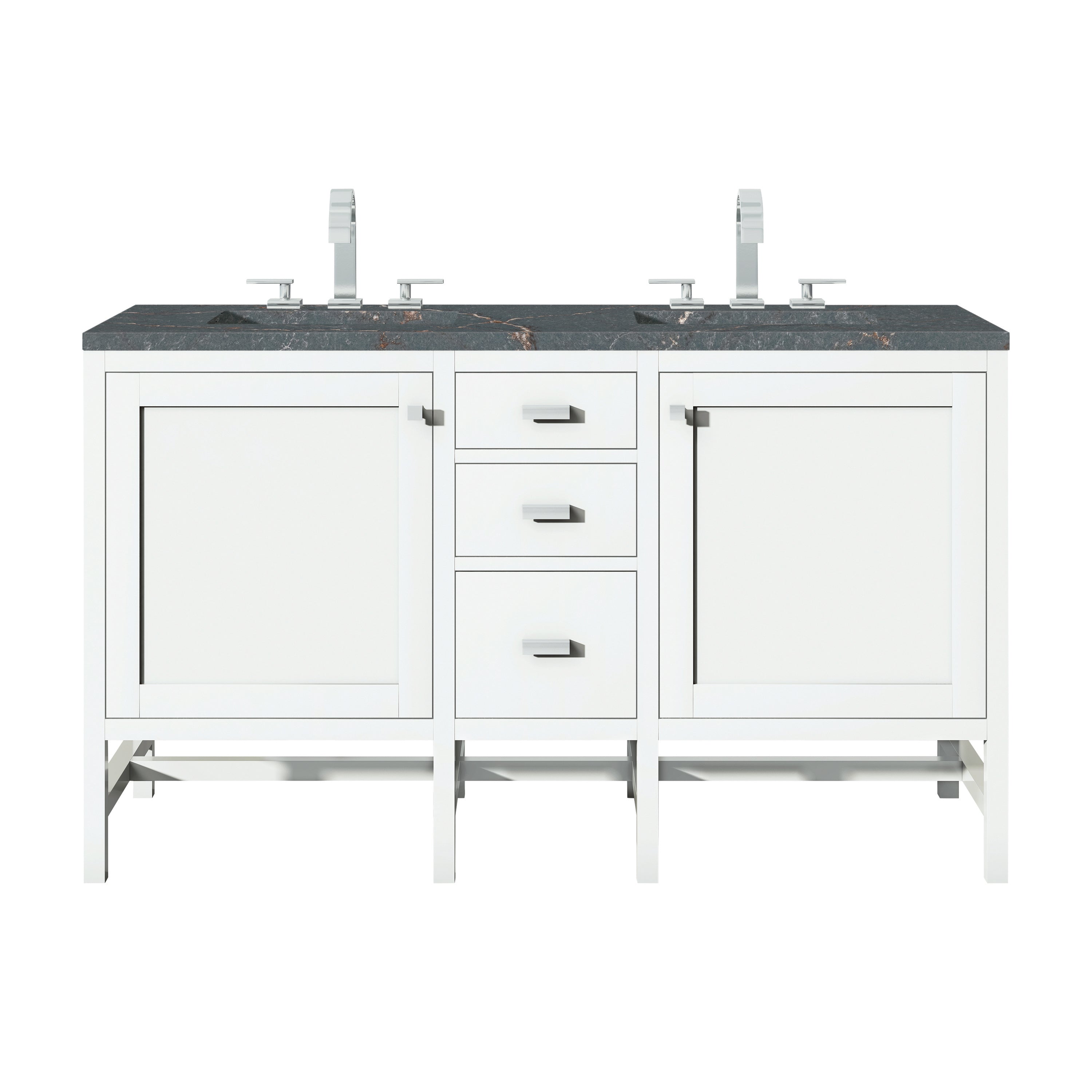 James Martin Addison 60" Double Vanity in Glossy White with 3cm Countertop