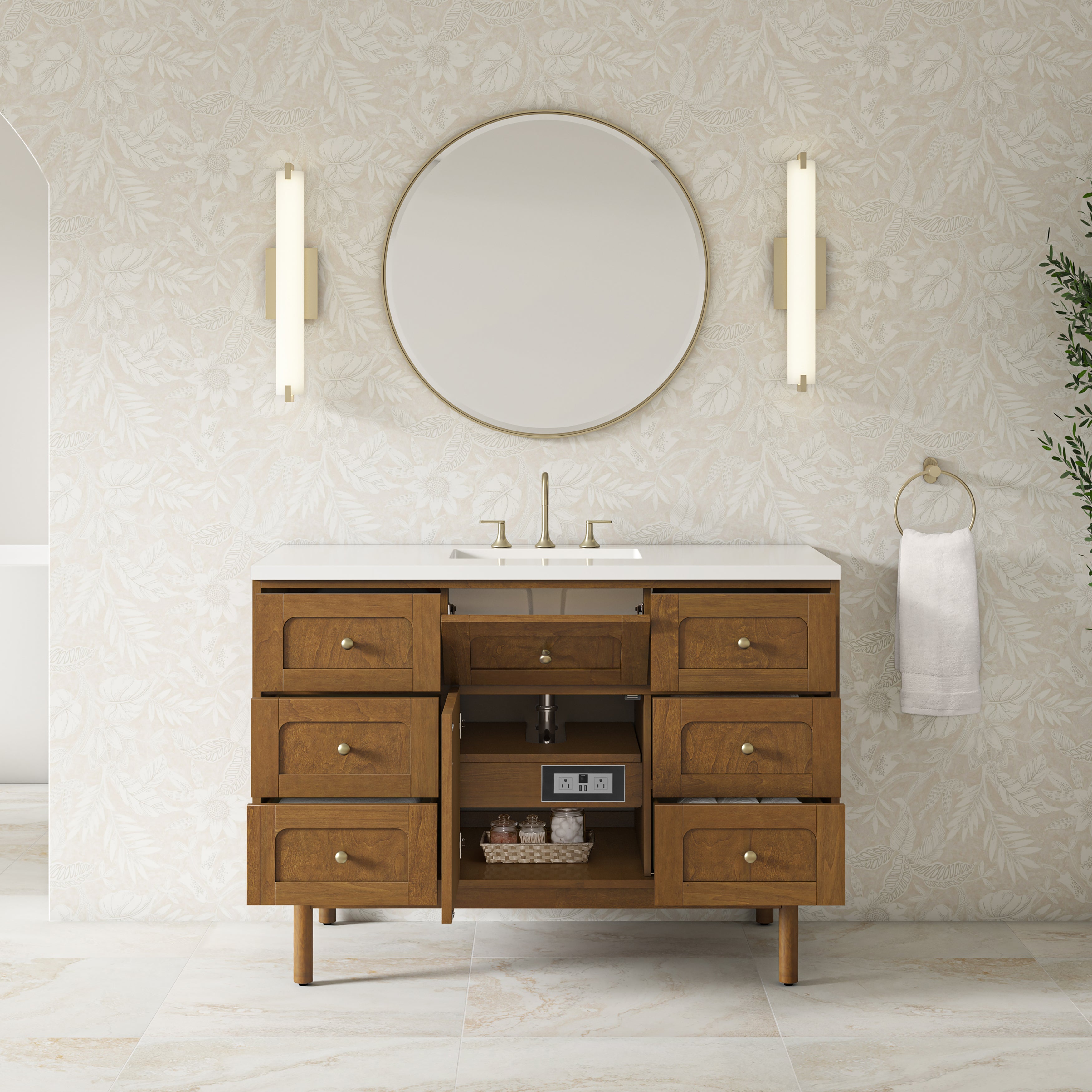 James Martin Laurent 48" Single Vanity in Honey Oak with 3cm Countertop