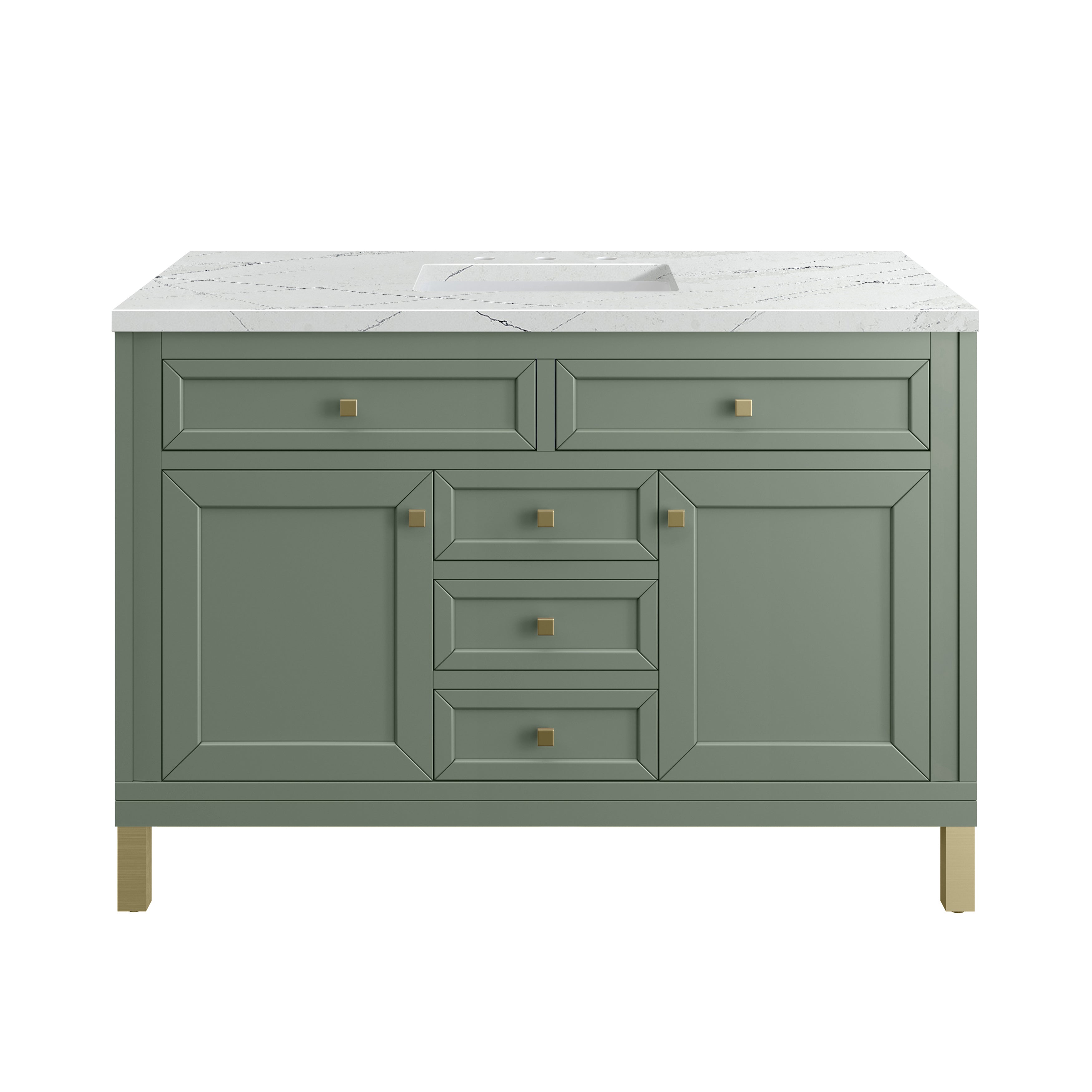James Martin Chicago 48" Single Vanity in Smokey Celadon with 3cm Countertop and FreePower Wireless Charger