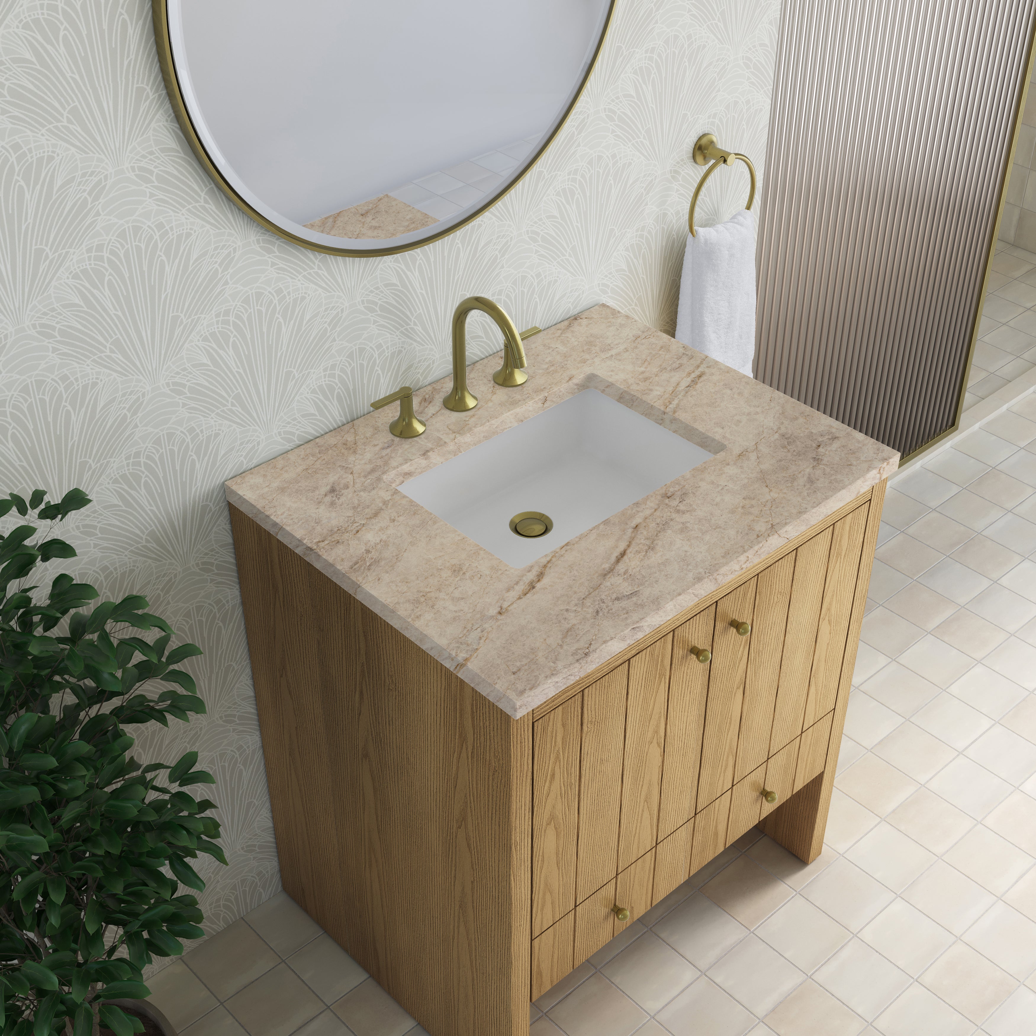 James Martin Hudson 30" Single Vanity in Light Natural Oak with 3cm Countertop