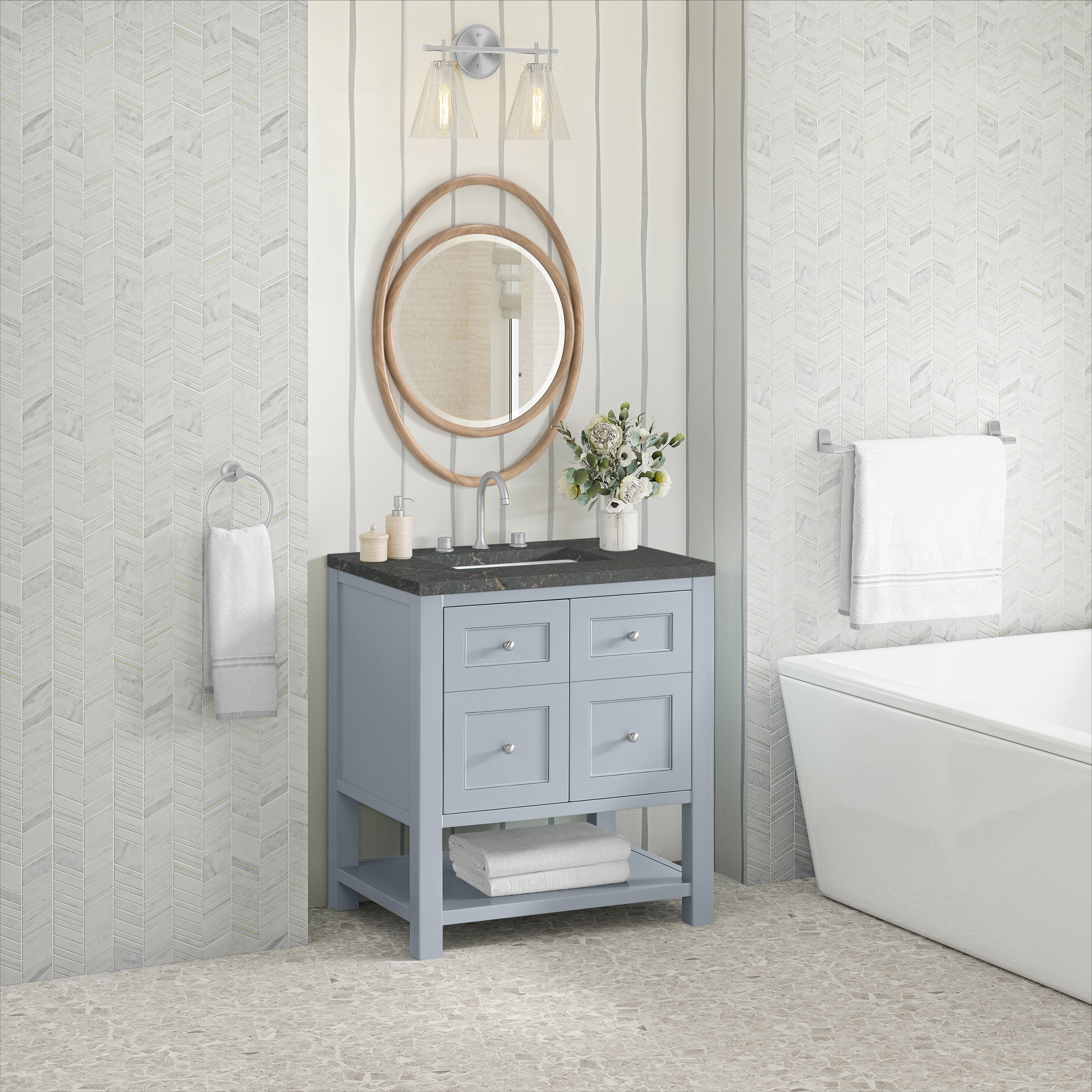 James Martin Breckenridge 30" Single in Serenity Blue with 3cm Countertop
