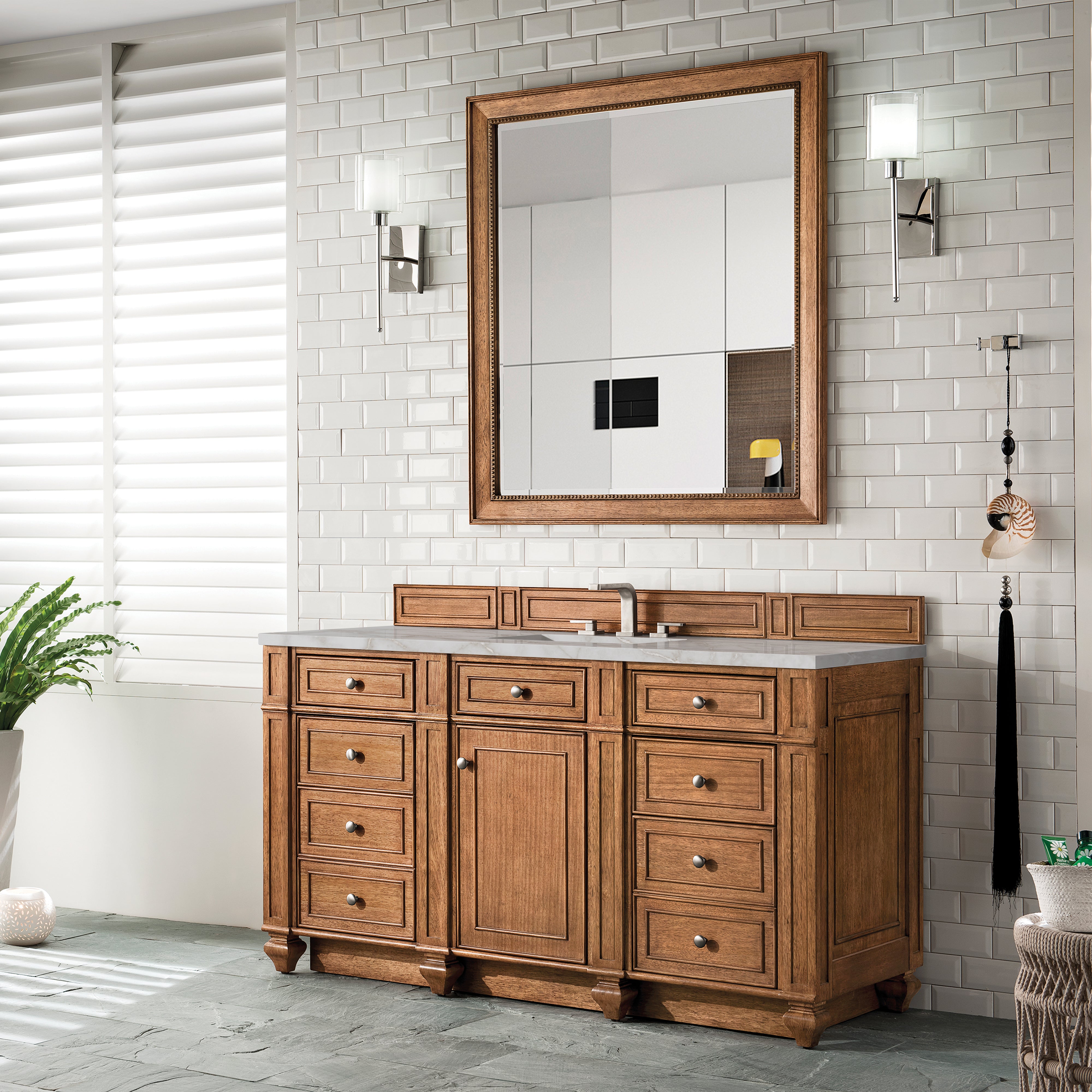 James Martin Bristol 60" Single Vanity in Saddle Brown with 3cm Countertop
