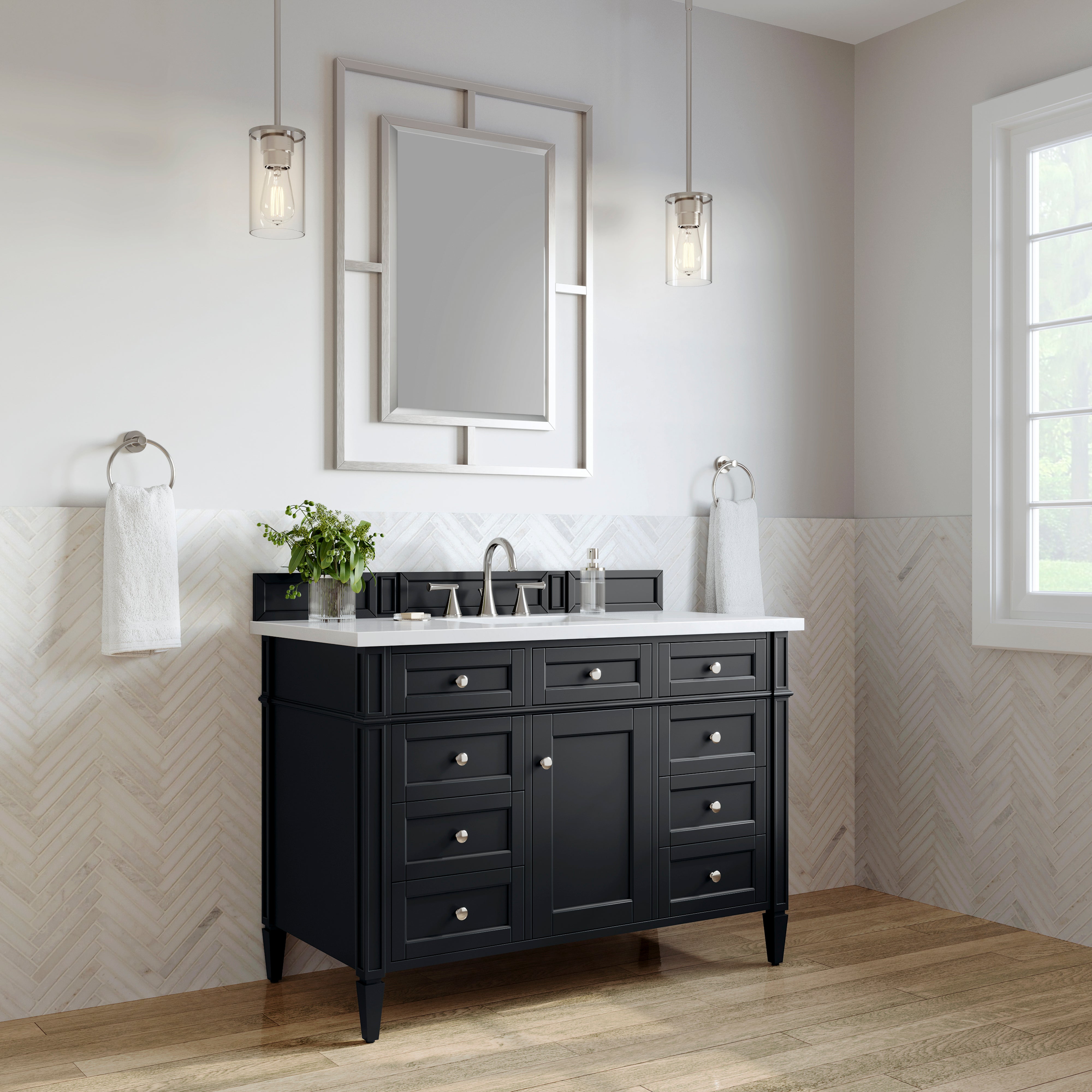 James Martin Brittany 48" Single Vanity in Black Onyx with 3cm Countertop