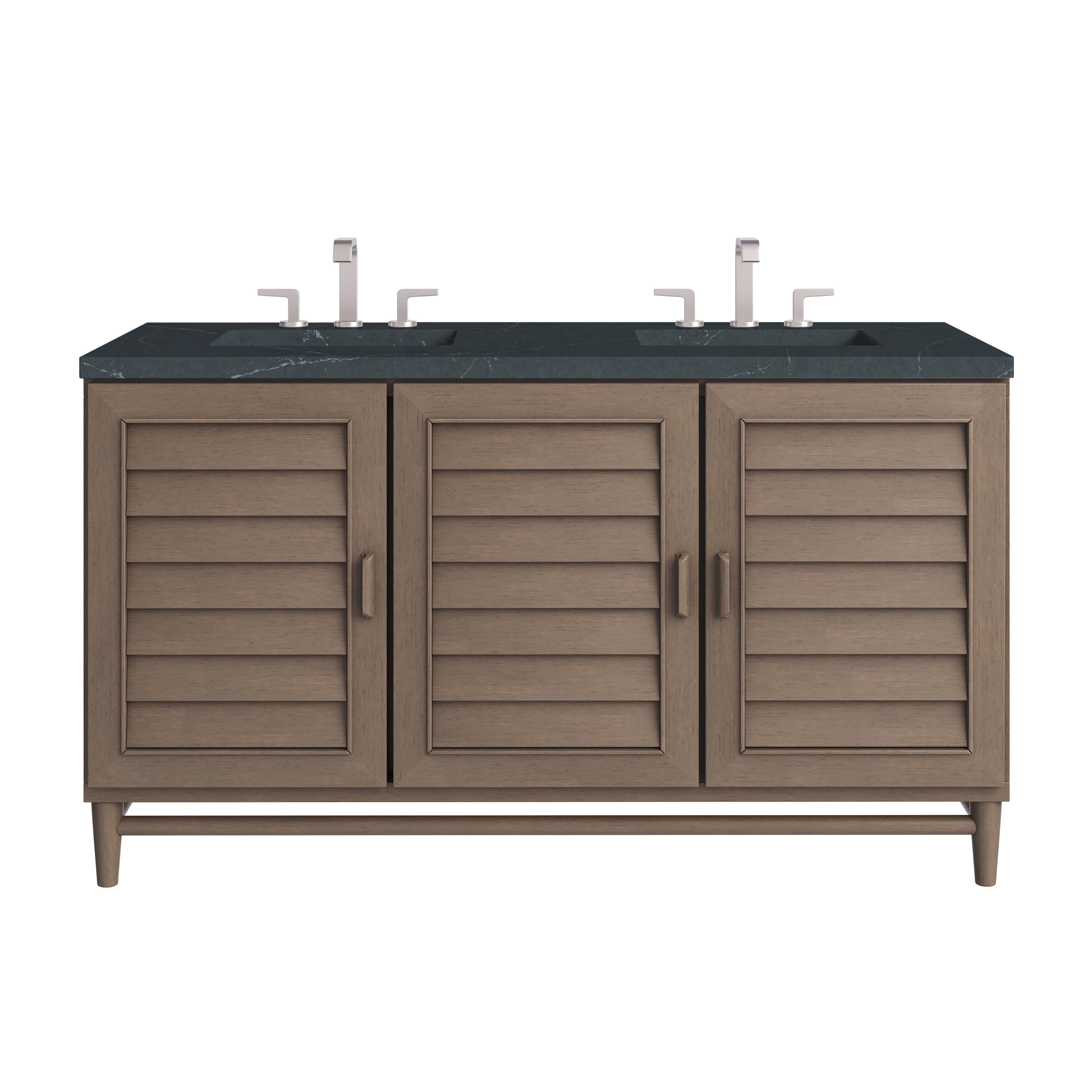 James Martin Portland 60" Double Vanity in Whitewashed Walnut with 3cm Countertop