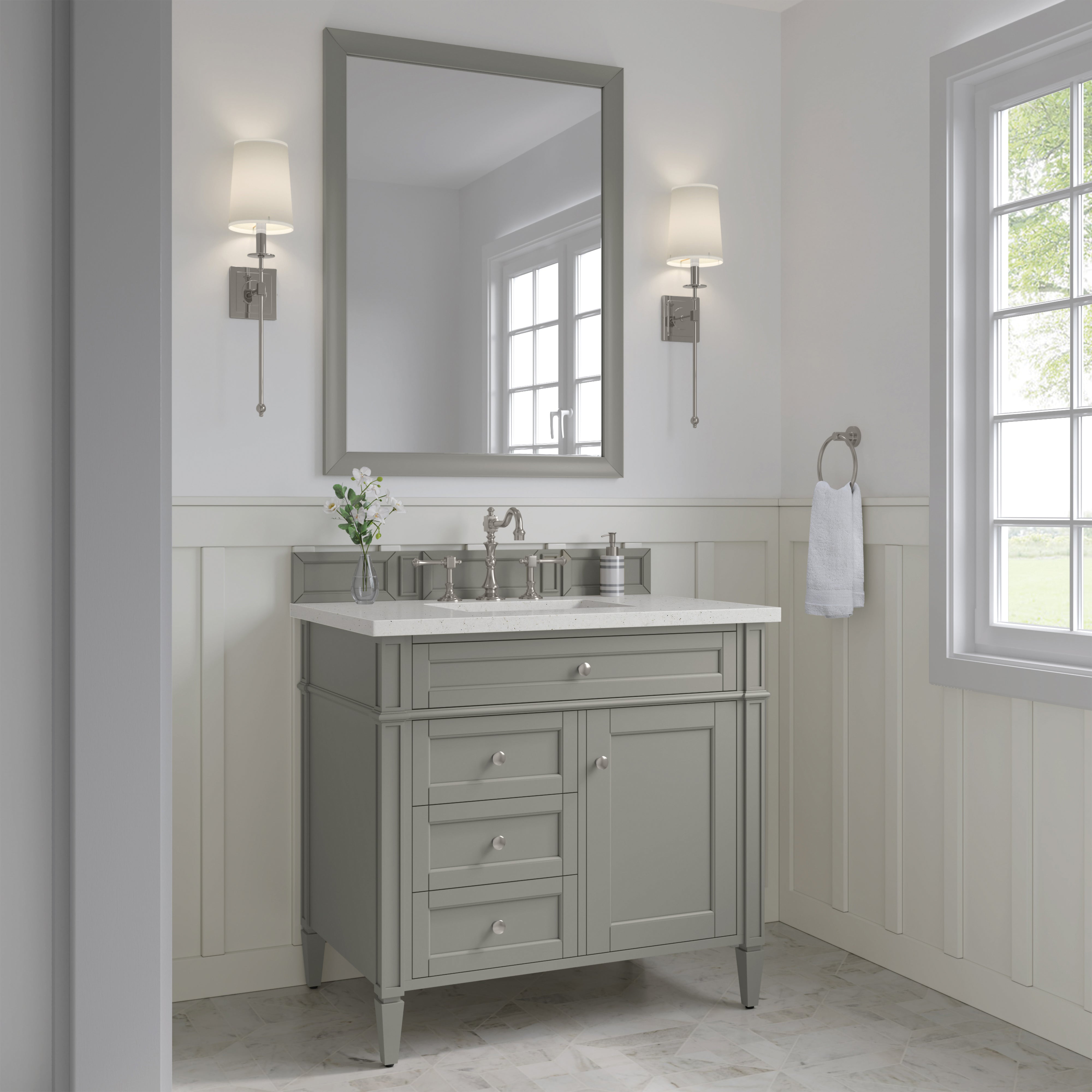 James Martin Brittany 36" Single Vanity in Urban Gray with 3cm Countertop