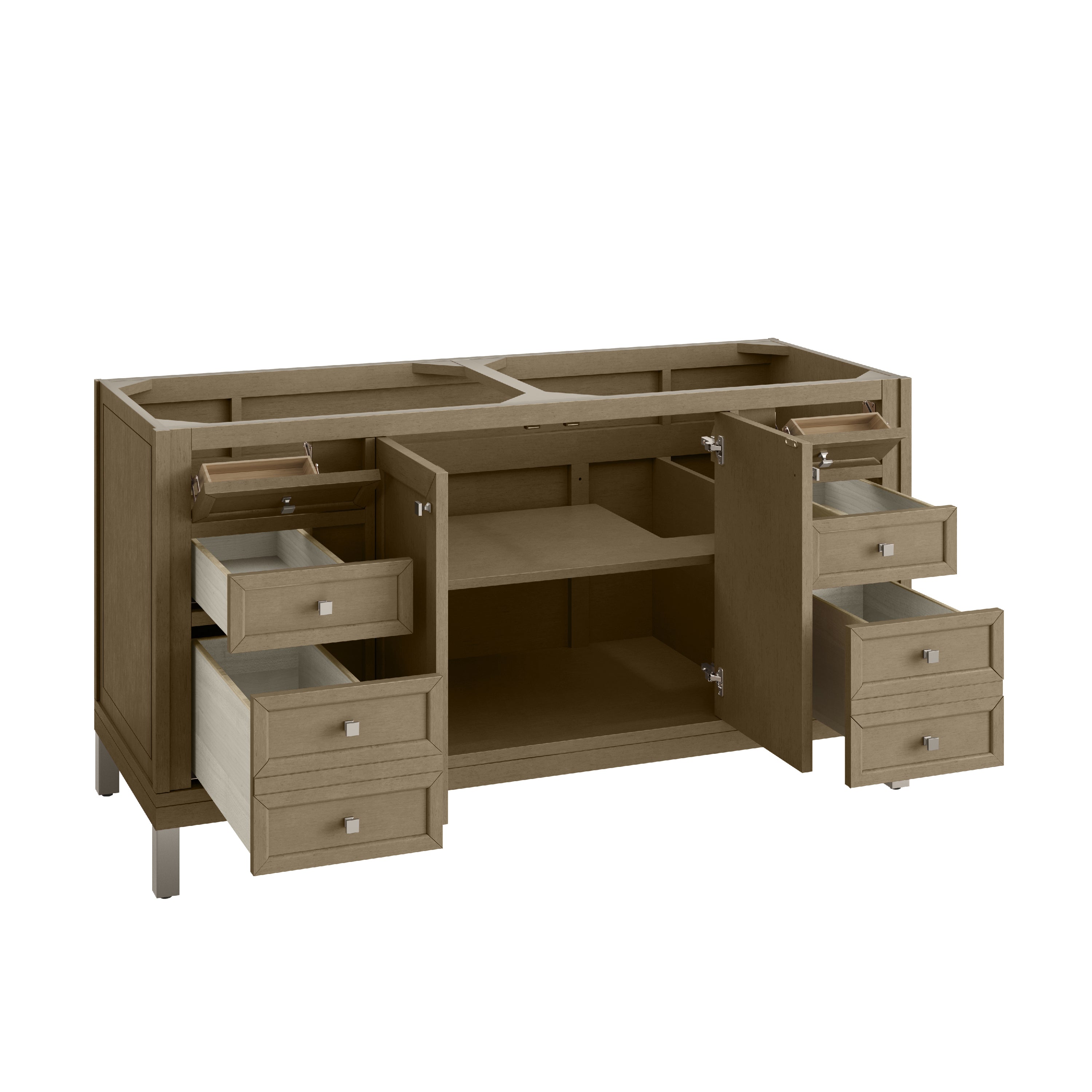 James Martin Chicago 60" Double Vanity in Walnut Whisper with 3cm Countertop and FreePower Wireless Charger