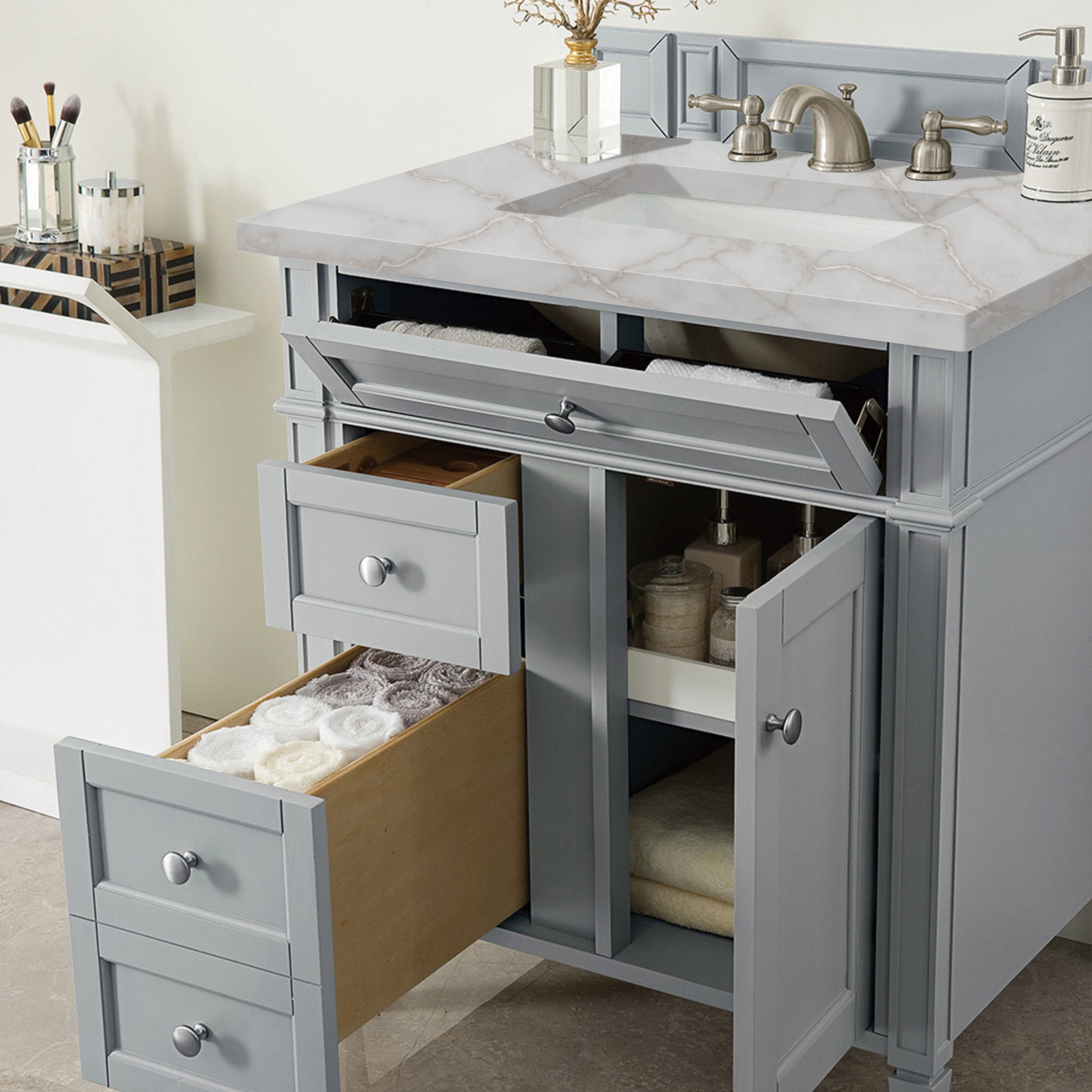James Martin Brittany 30" Single Vanity in Urban Gray with 3cm Countertop