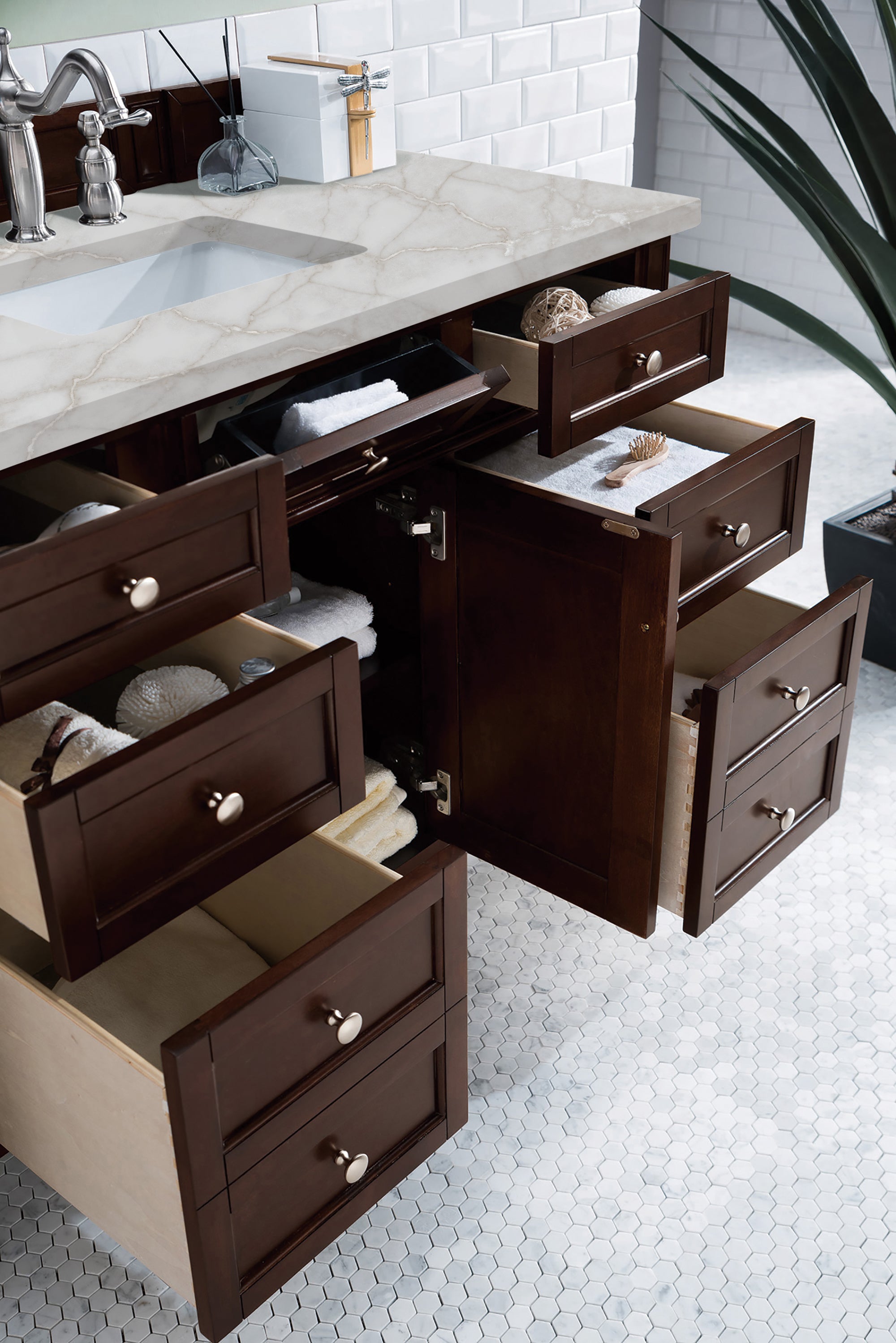 James Martin Brittany 48" Single Vanity in Burnished Mahogany with 3cm Countertop