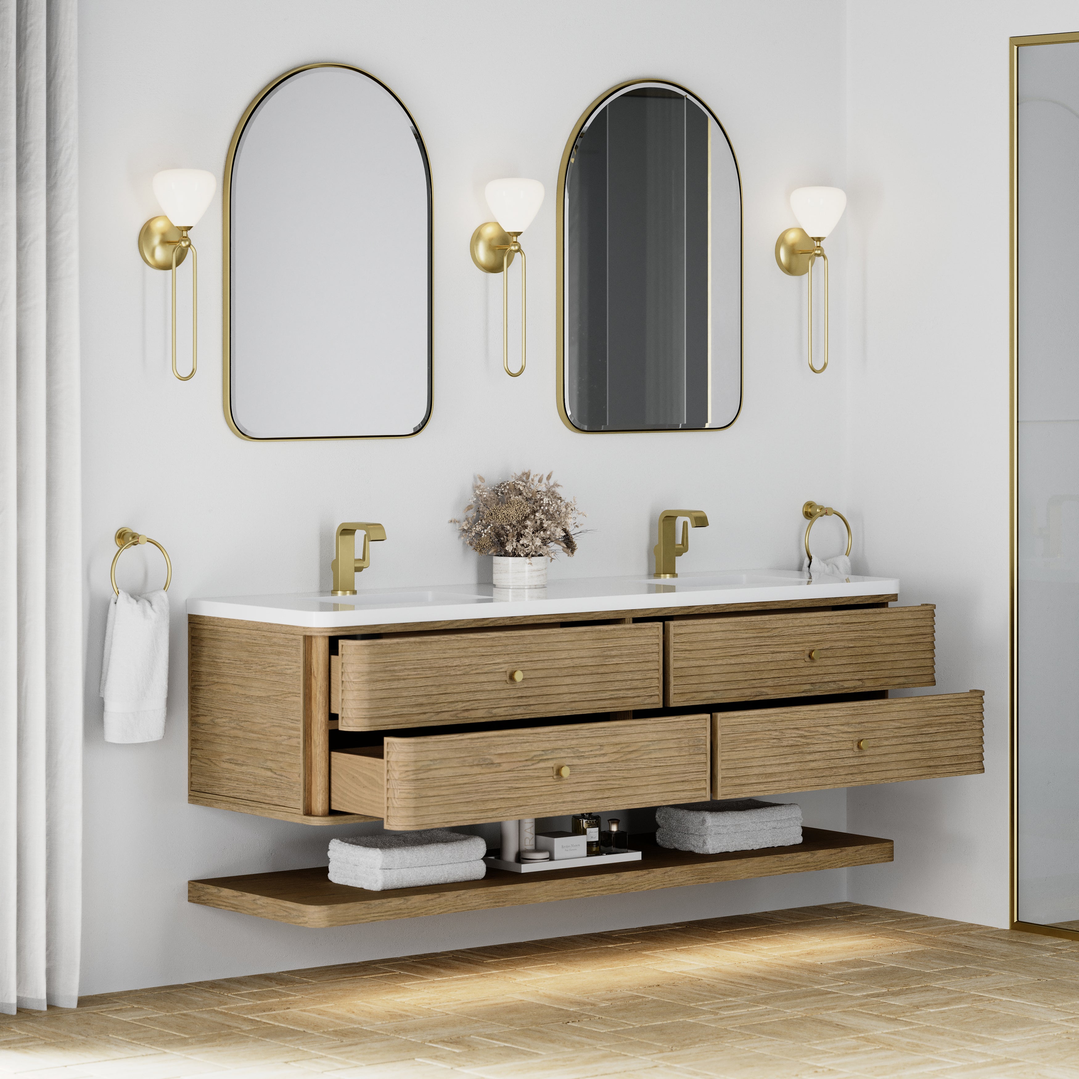 James Martin Allamari 72" Double Vanity in Dune Mist with 3cm Countertop