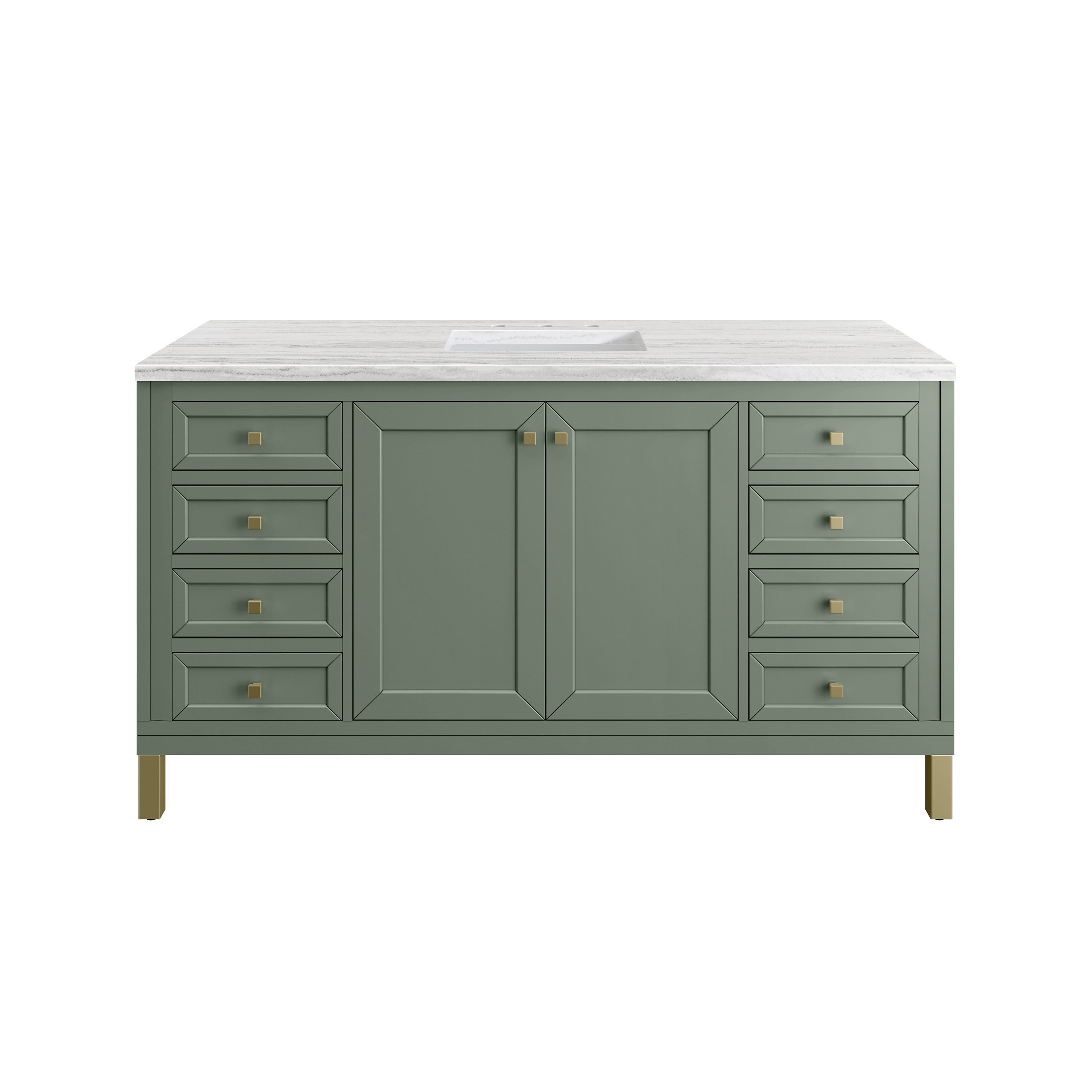 James Martin Chicago 60" Single Vanity in Smokey Celadon with 3cm Countertop