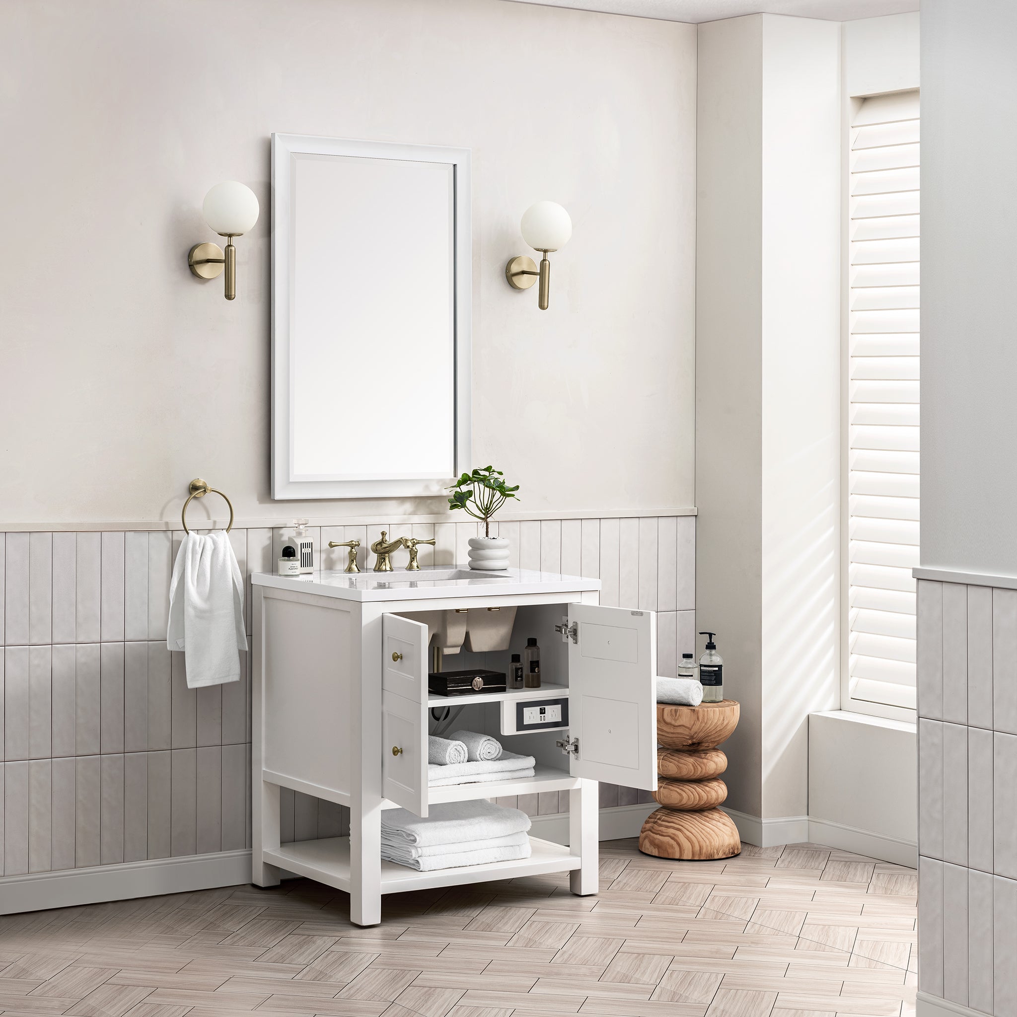James Martin Breckenridge 30" Single Vanity in Bright White with 3cm Countertop