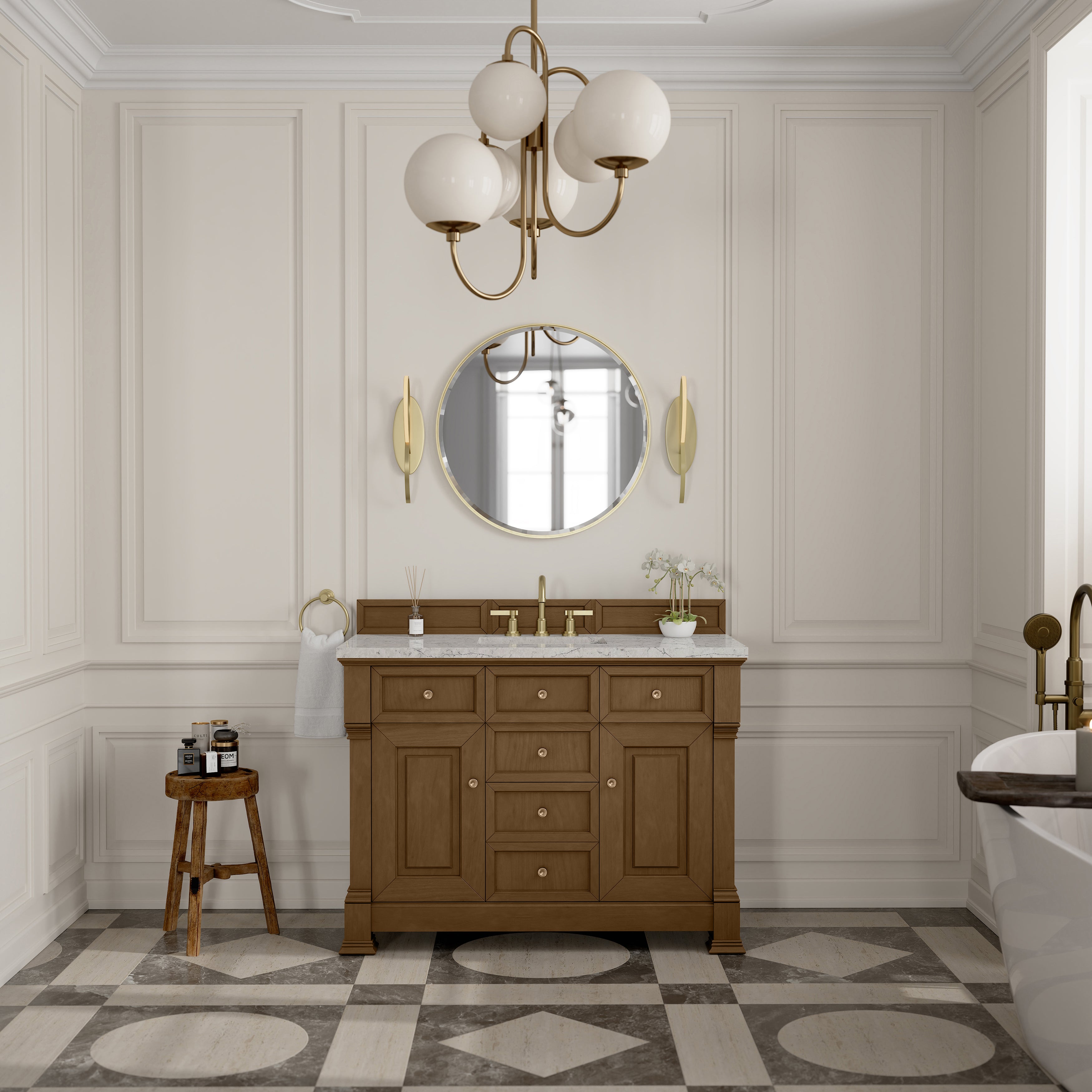 James Martin Brookfield 48" Single Vanity in Honey Oak with 3cm Countertop and FreePower Wireless Charger