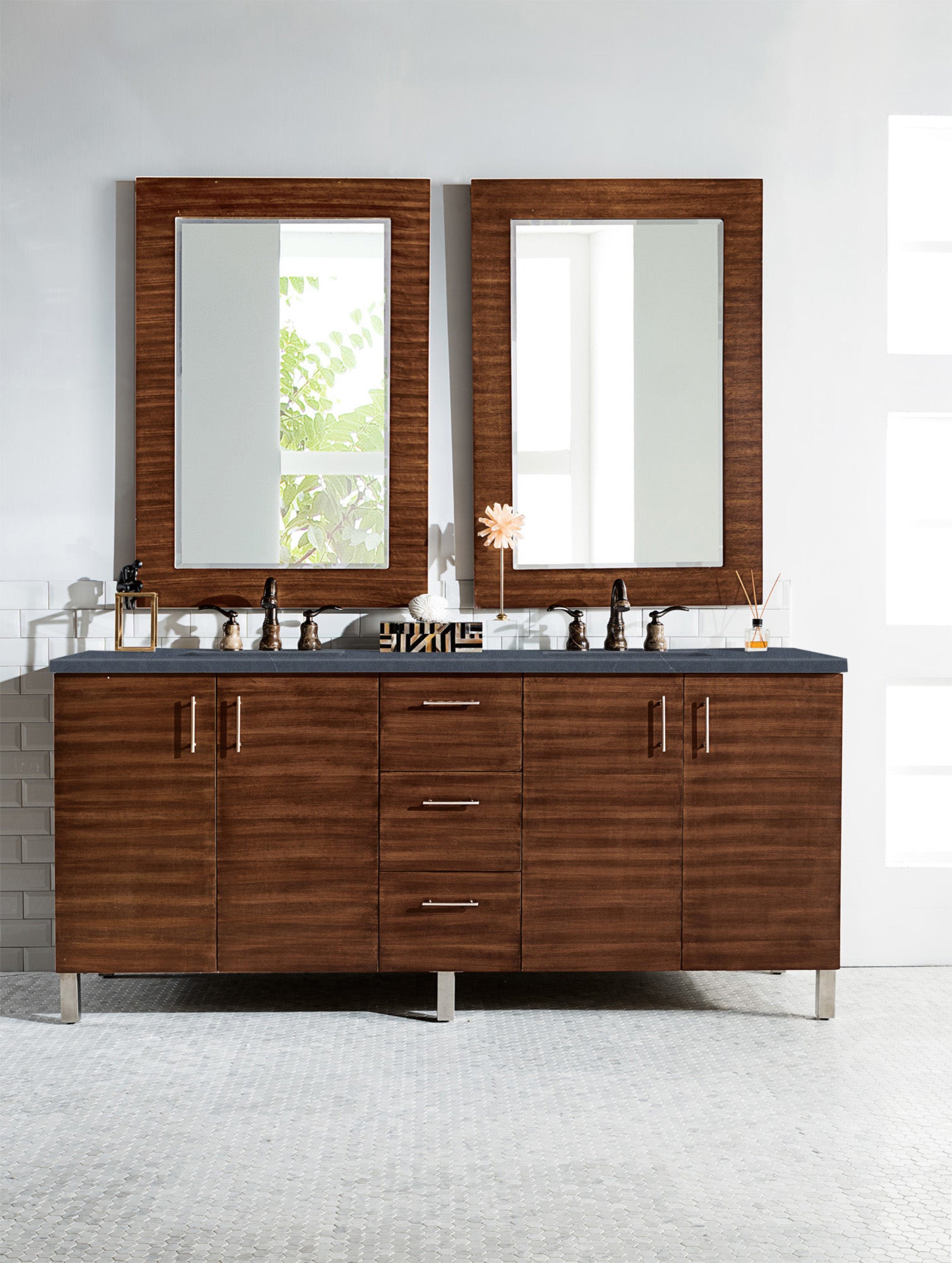 James Martin Metropolitan 72" Double Vanity in American Walnut with 3cm Countertop