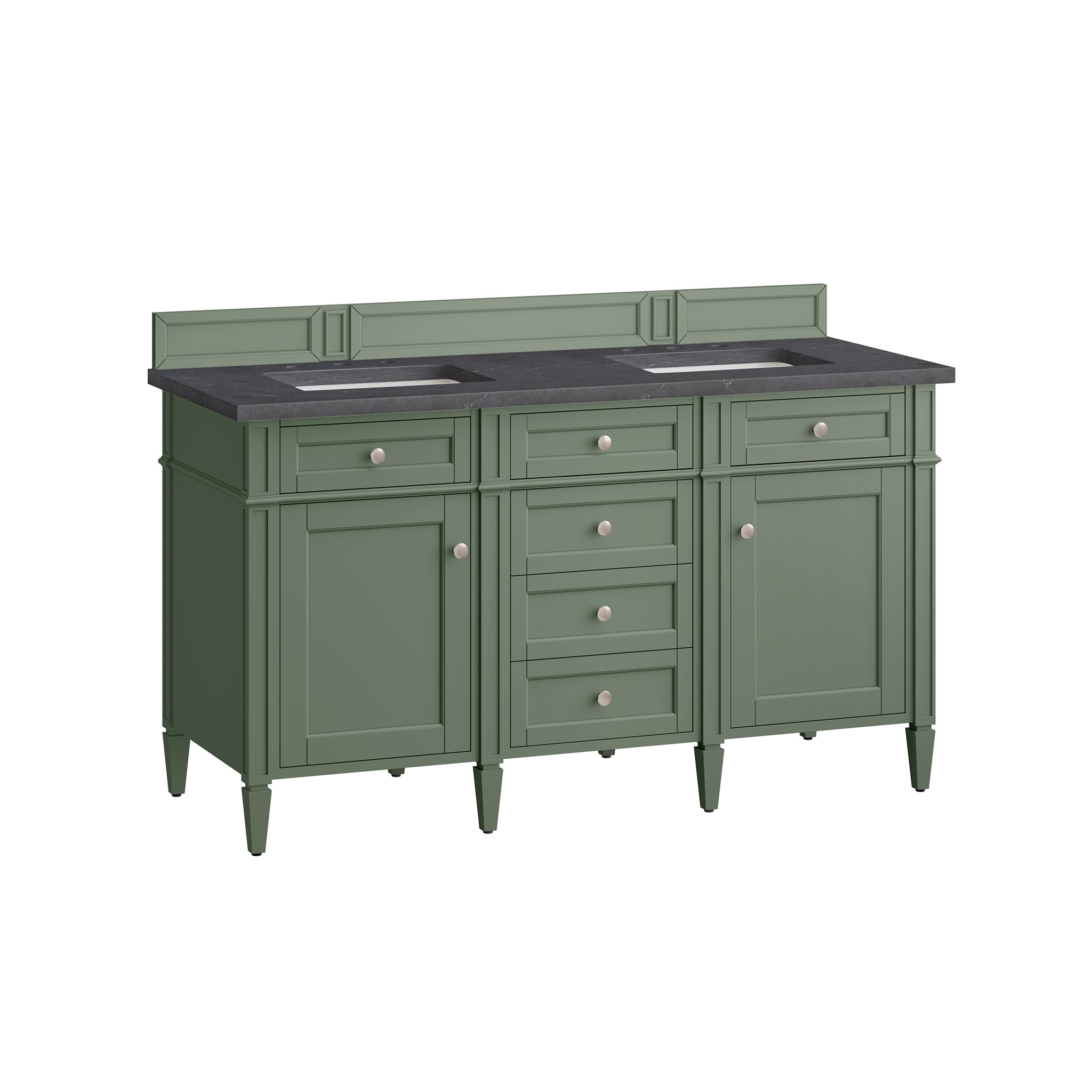 James Martin Brittany 60" Double Vanity in Smokey Celadon with 3cm Countertop