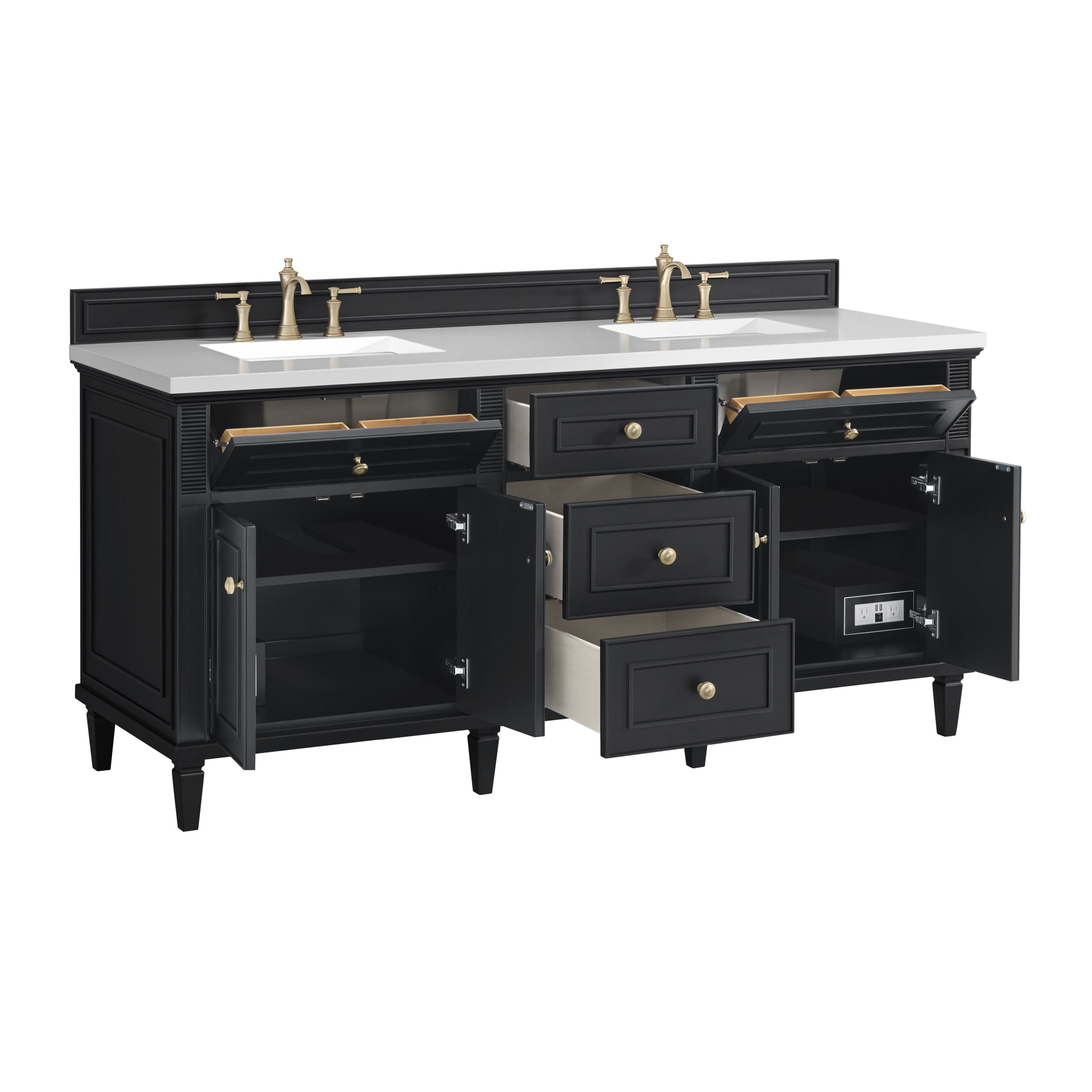 James Martin Lorelai 72" Double Vanity in Black Onyx with 3cm Countertop