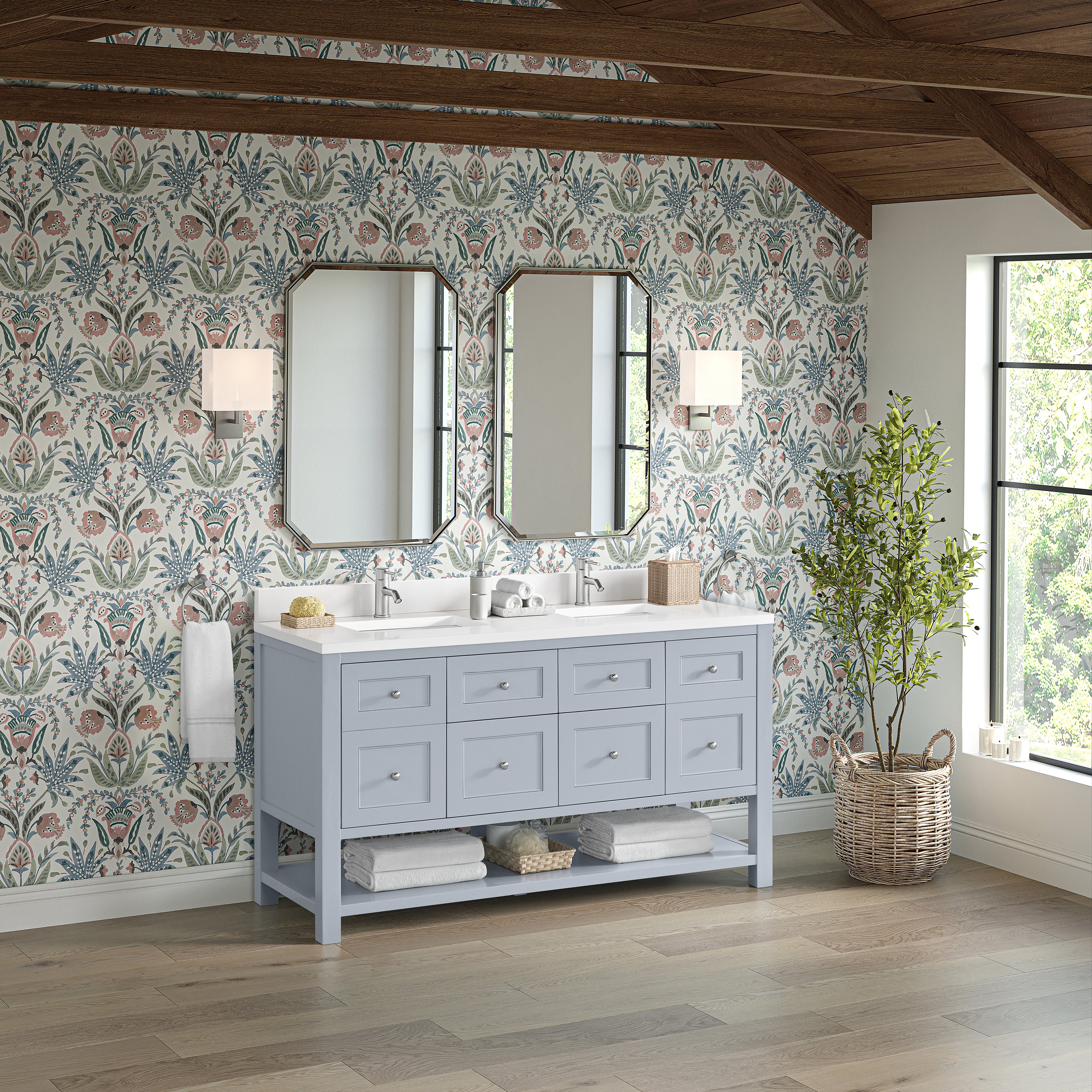 James Martin Breckenridge 60" Double Vanity in Serenity Blue with 3cm Countertop