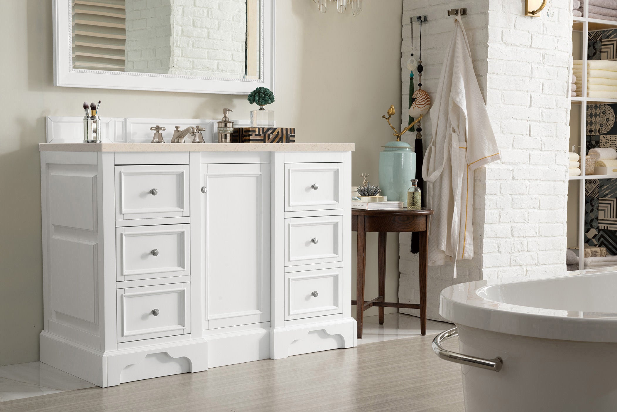 James Martin De Soto 48" Single Vanity in Bright White with 3cm Countertop