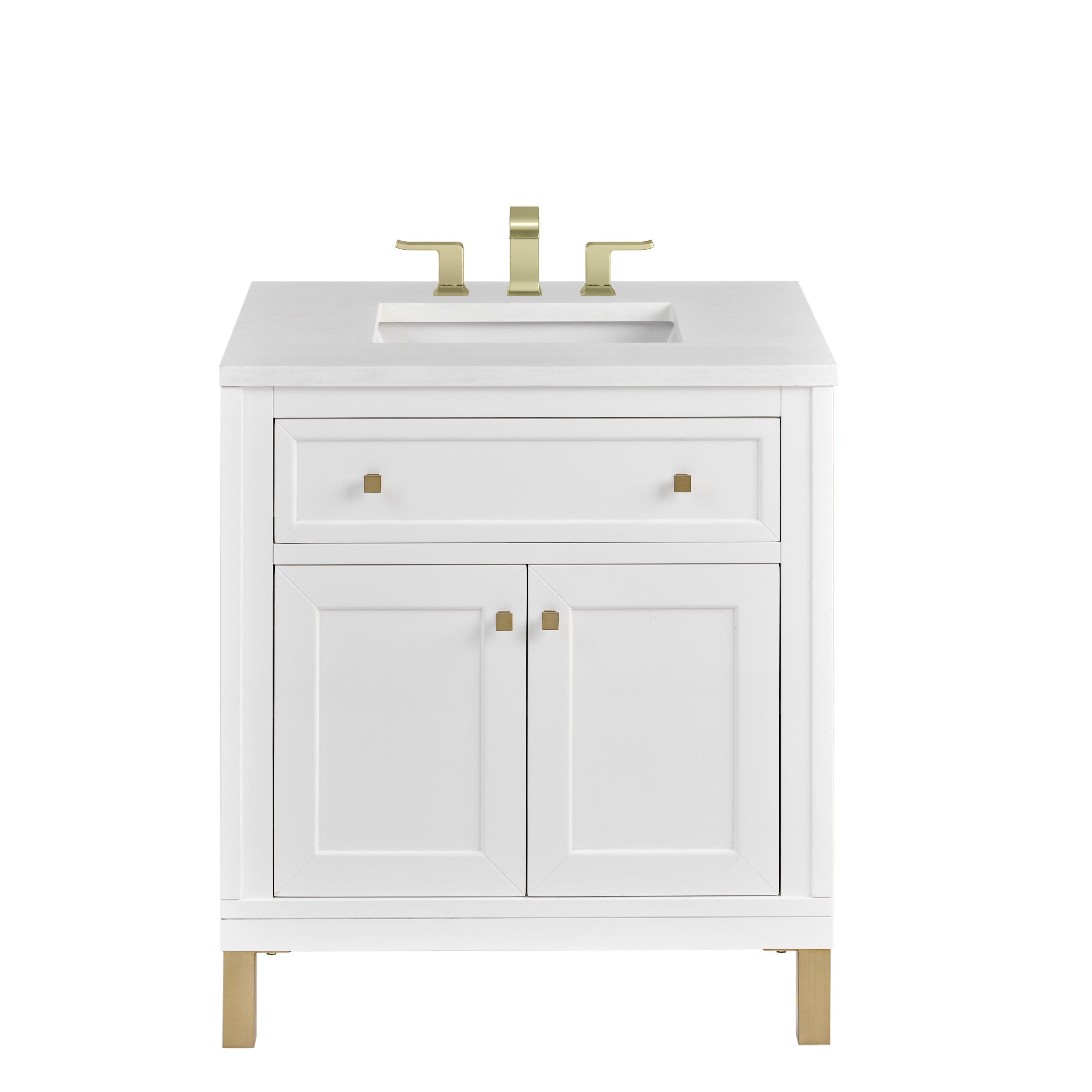 James Martin Chicago 30" Single Vanity in Glossy White with 3cm Countertop