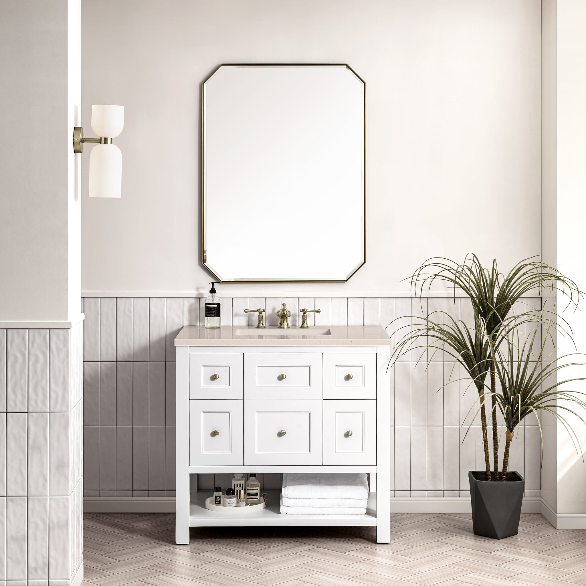 James Martin Breckenridge 36" Single Vanity in Bright White with 3cm Countertop