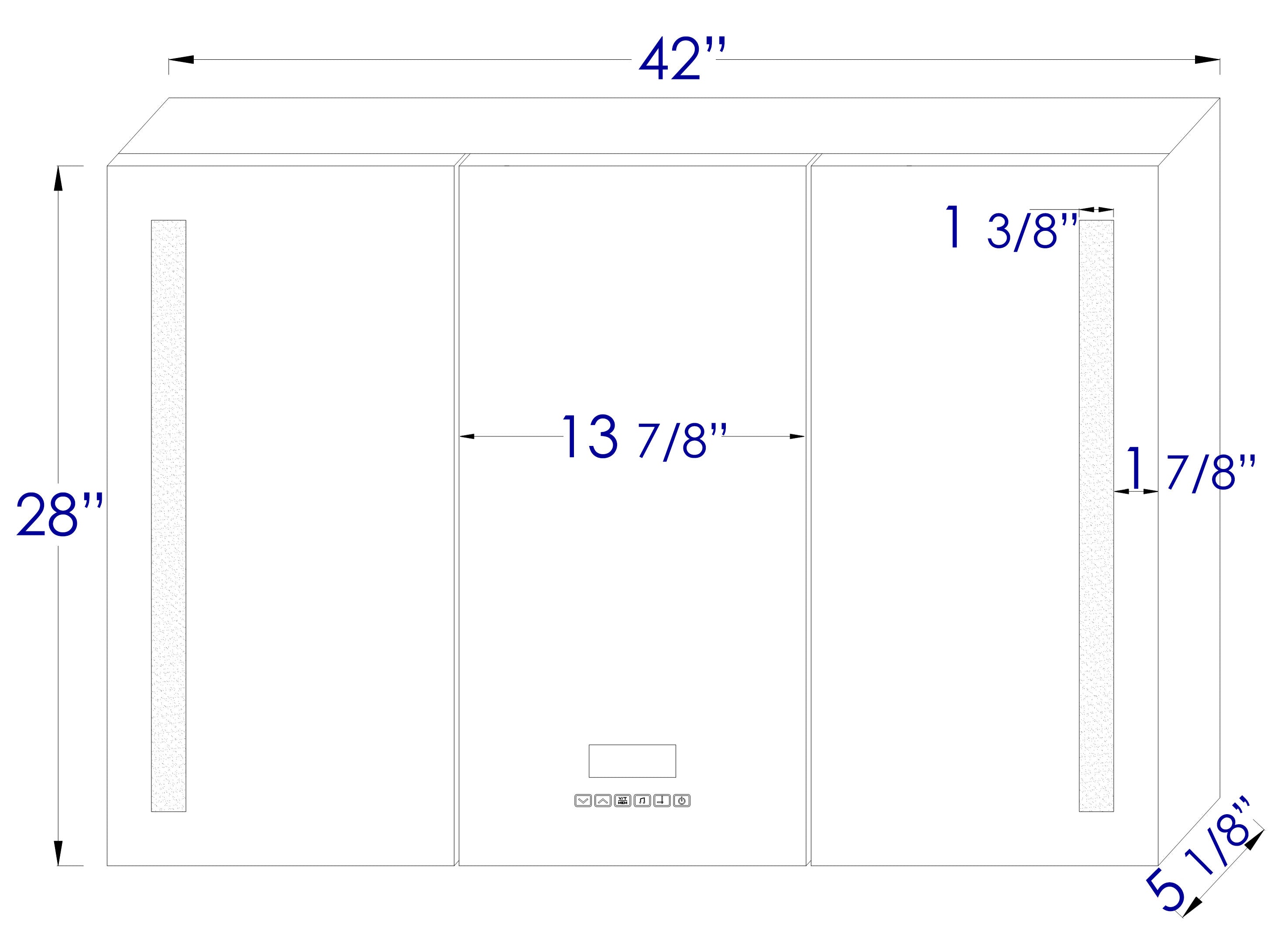 ALFI brand  ABMC4228BT 42" x 28" Triple Door LED Light Bluetooth Medicine Cabinet
