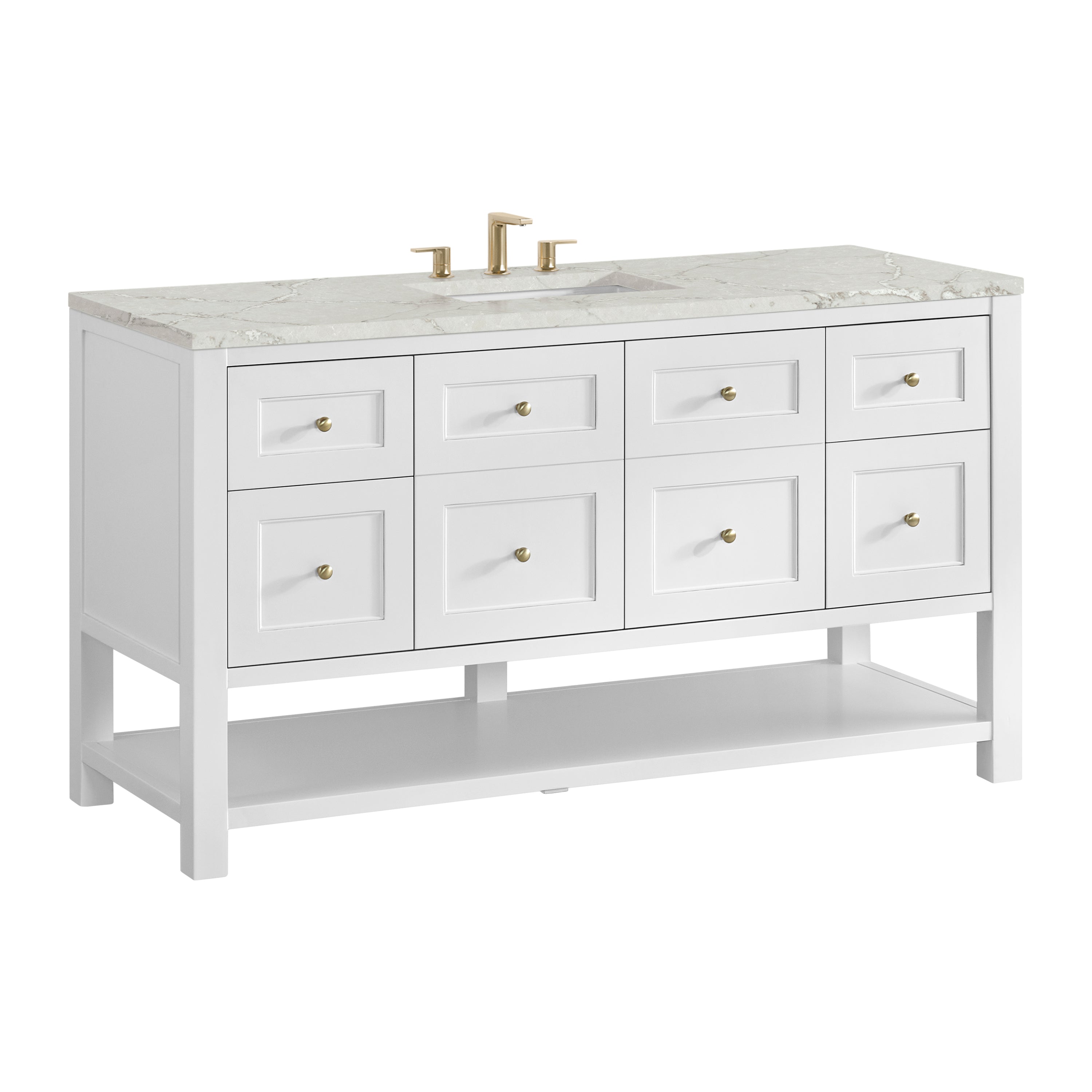 James Martin Breckenridge 60" Single Vanity in Bright White with 3cm Countertop