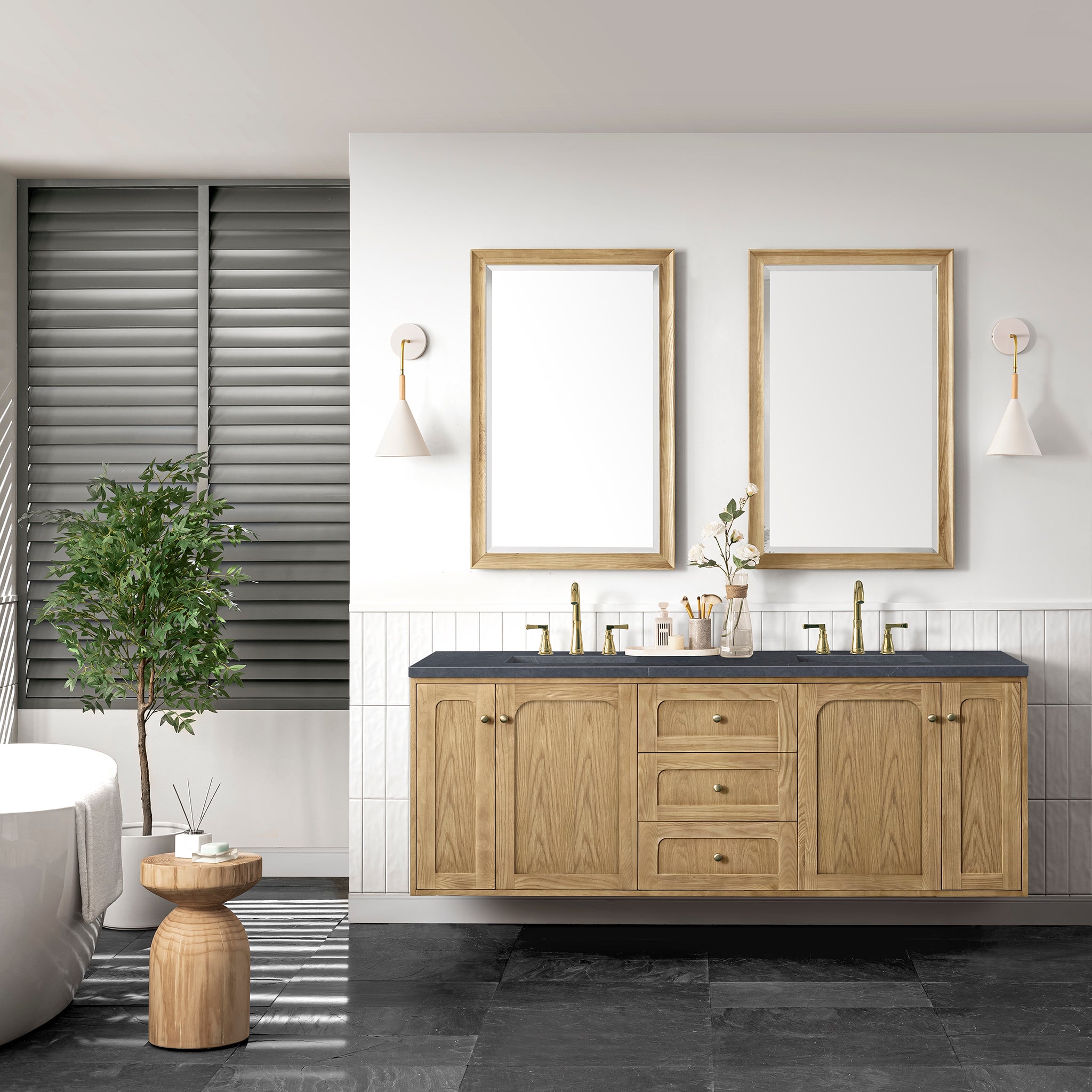 James Martin Laurent 72" Double Vanity in Light Natural Oak with 3cm Countertop