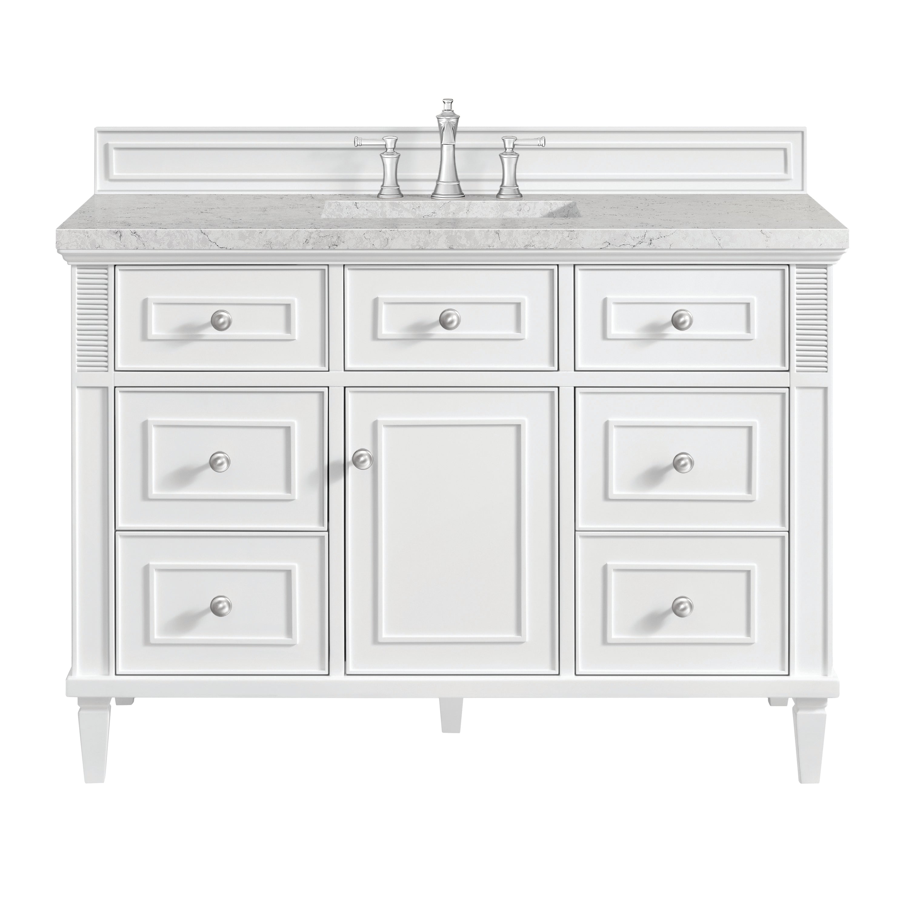 James Martin Lorelai 48" Single Vanity in Bright White with 3cm Countertop