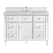 James Martin Lorelai 48" Single Vanity in Bright White with 3cm Countertop and FreePower Wireless Charger