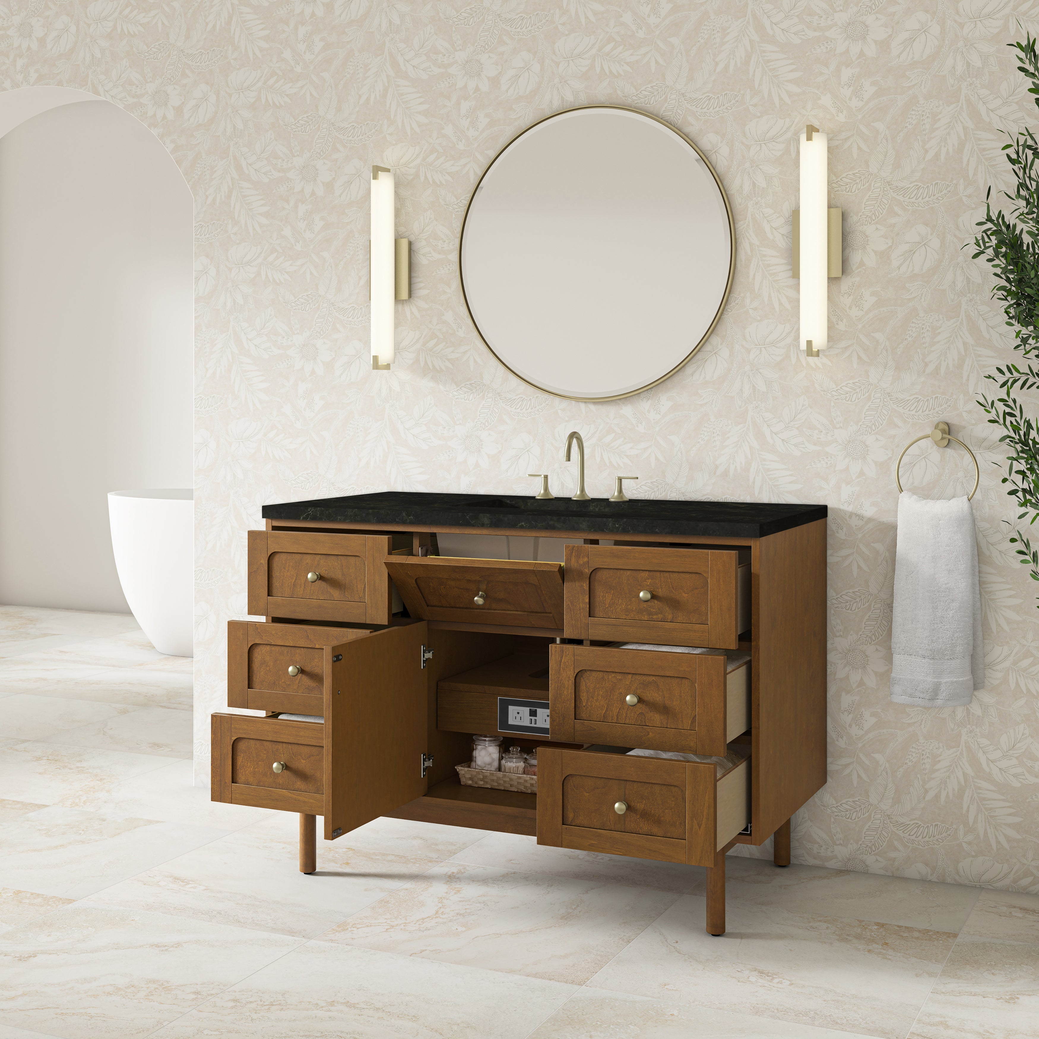 James Martin Laurent 48" Single Vanity in Honey Oak with 3cm Countertop