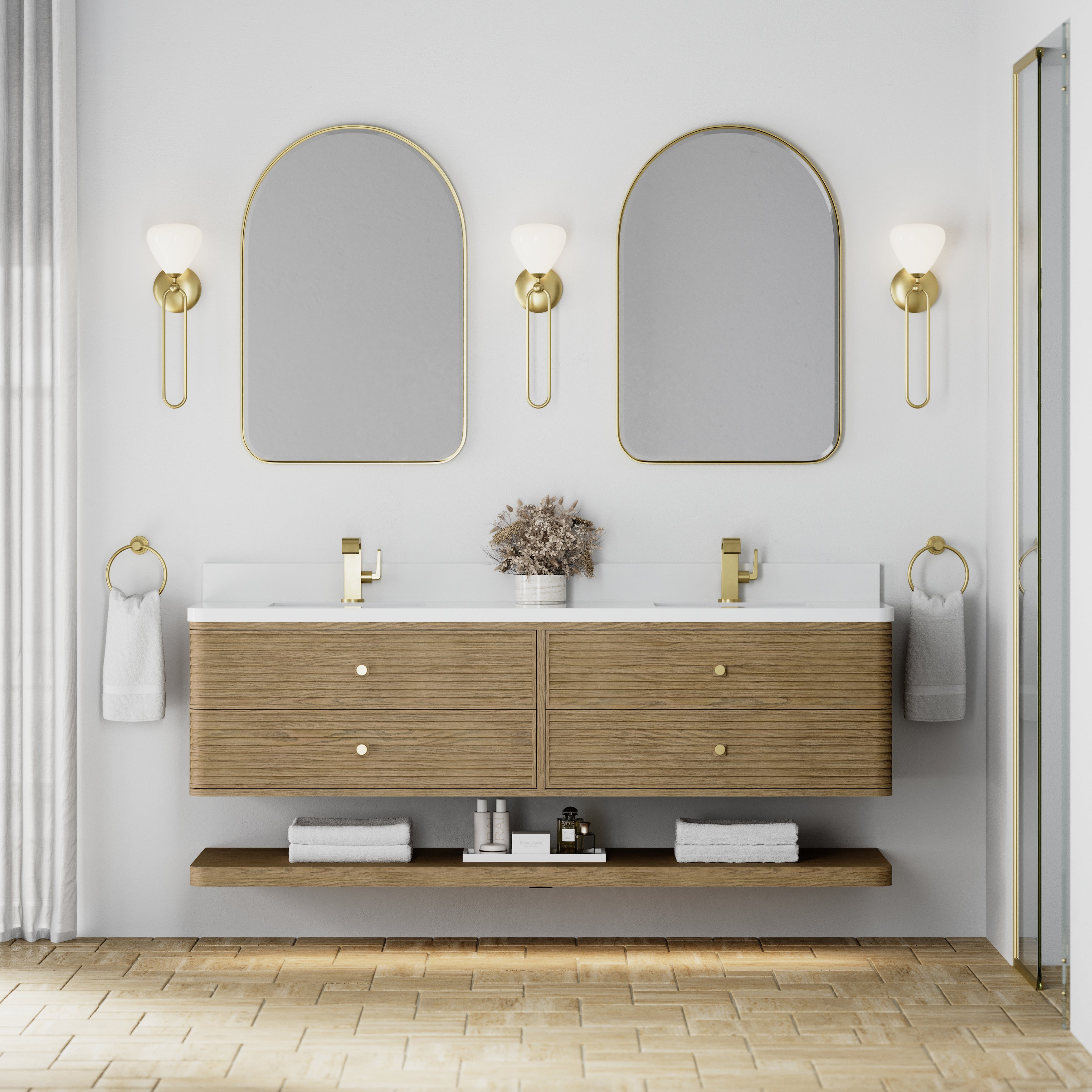 James Martin Allamari 72" Double Vanity in Dune Mist with 3cm Countertop