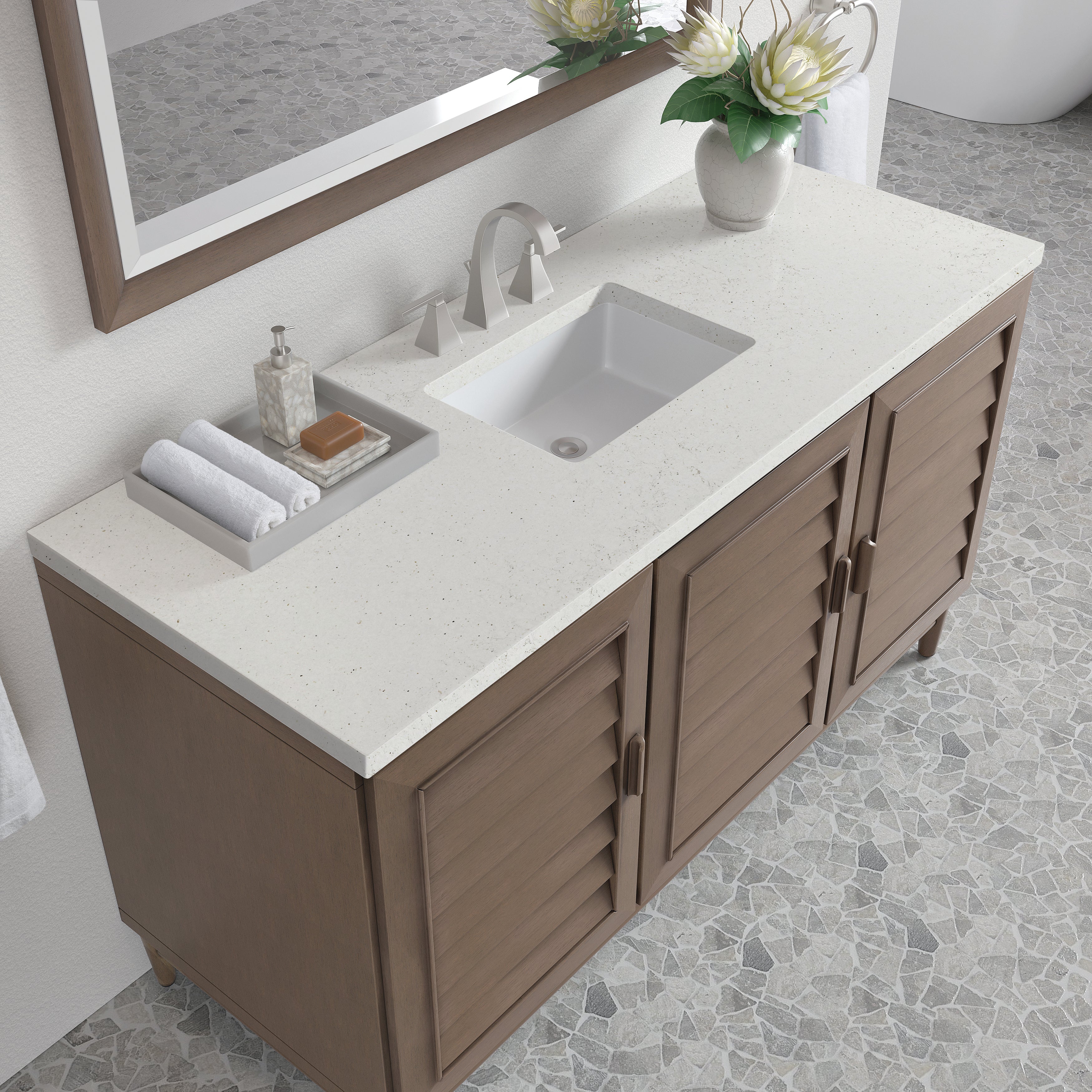 James Martin Portland 60" Single Vanity in Whitewashed Walnut with 3cm Countertop