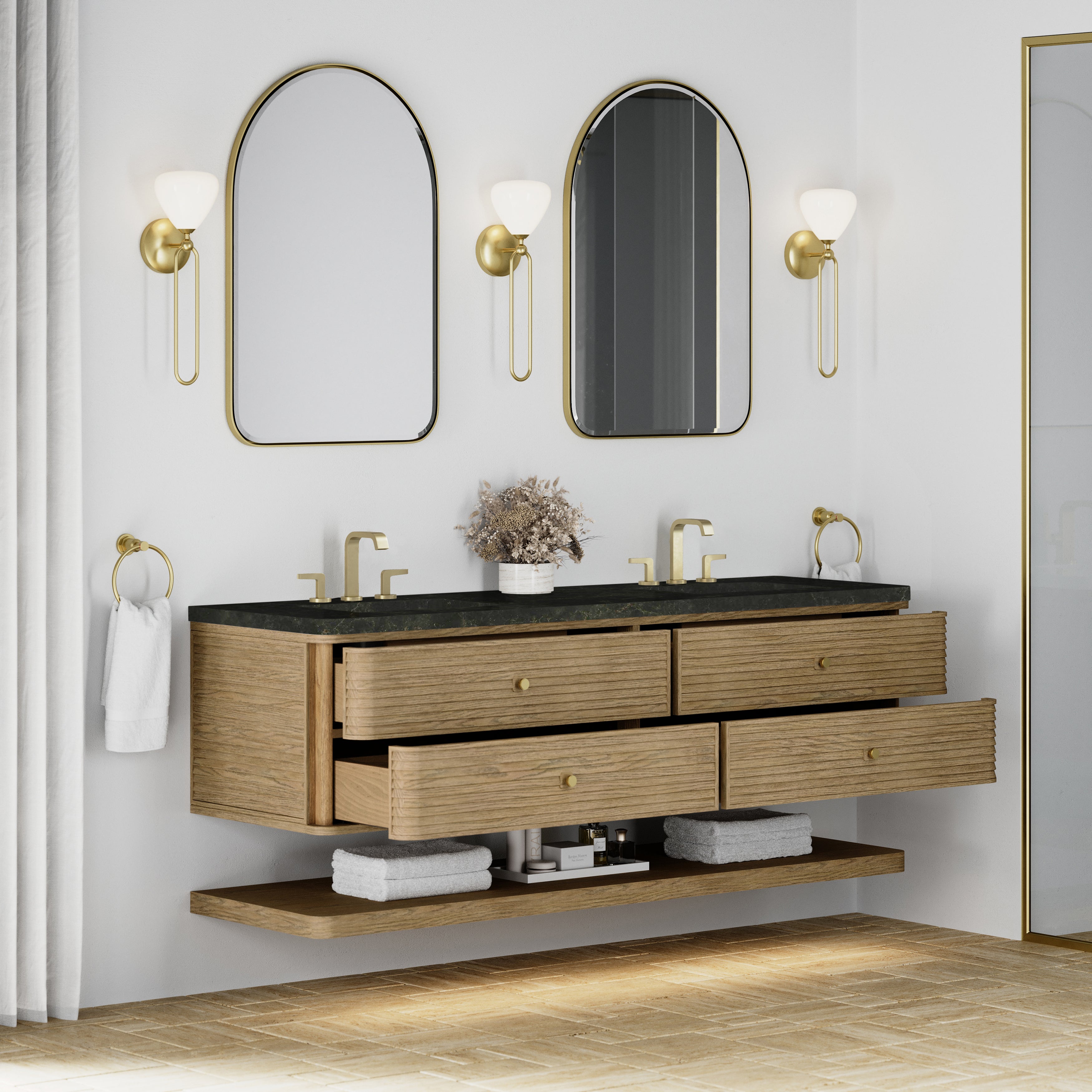 James Martin Allamari 72" Double Vanity in Dune Mist with 3cm Countertop