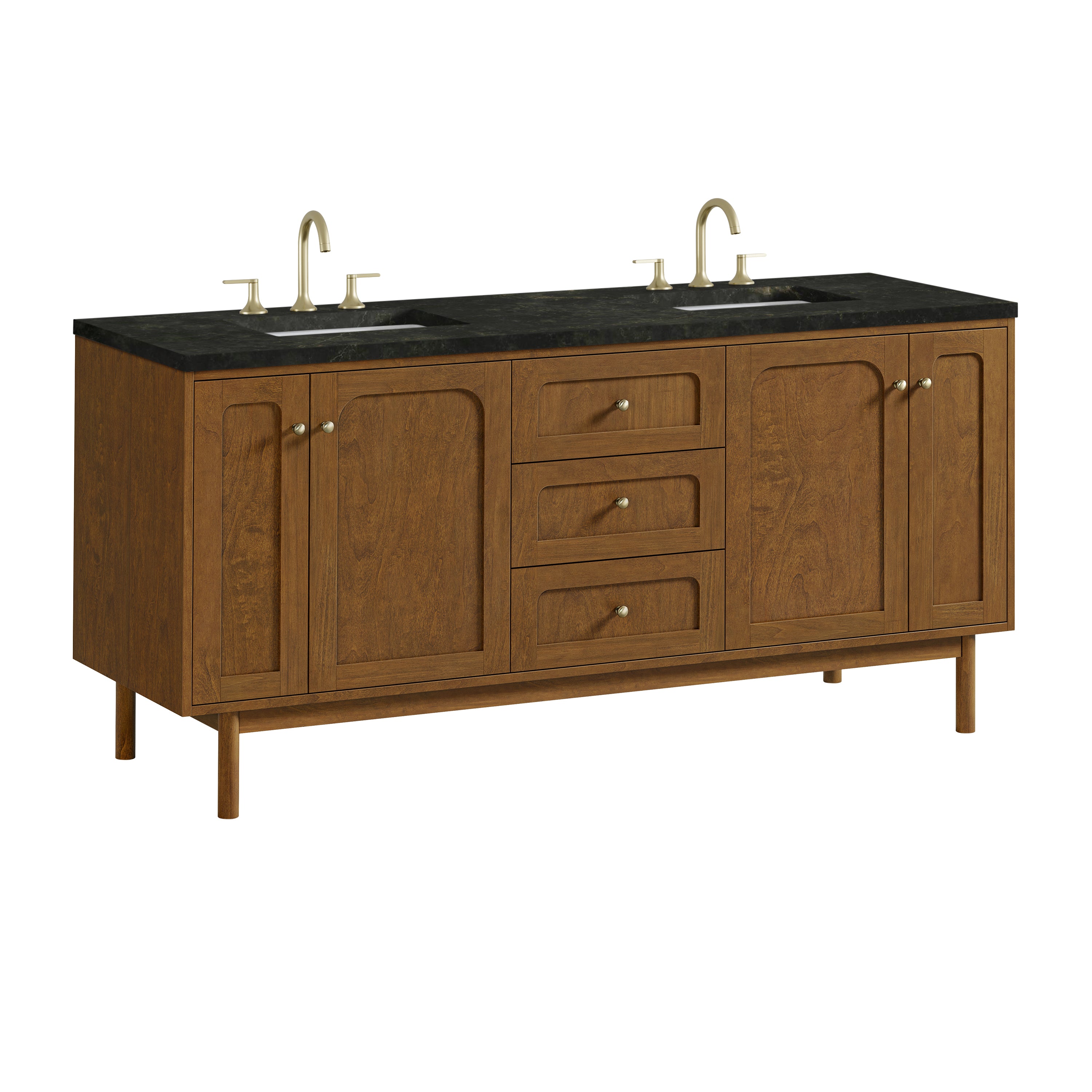 James Martin Laurent 72" Double Vanity in Honey Oak with 3cm Countertop