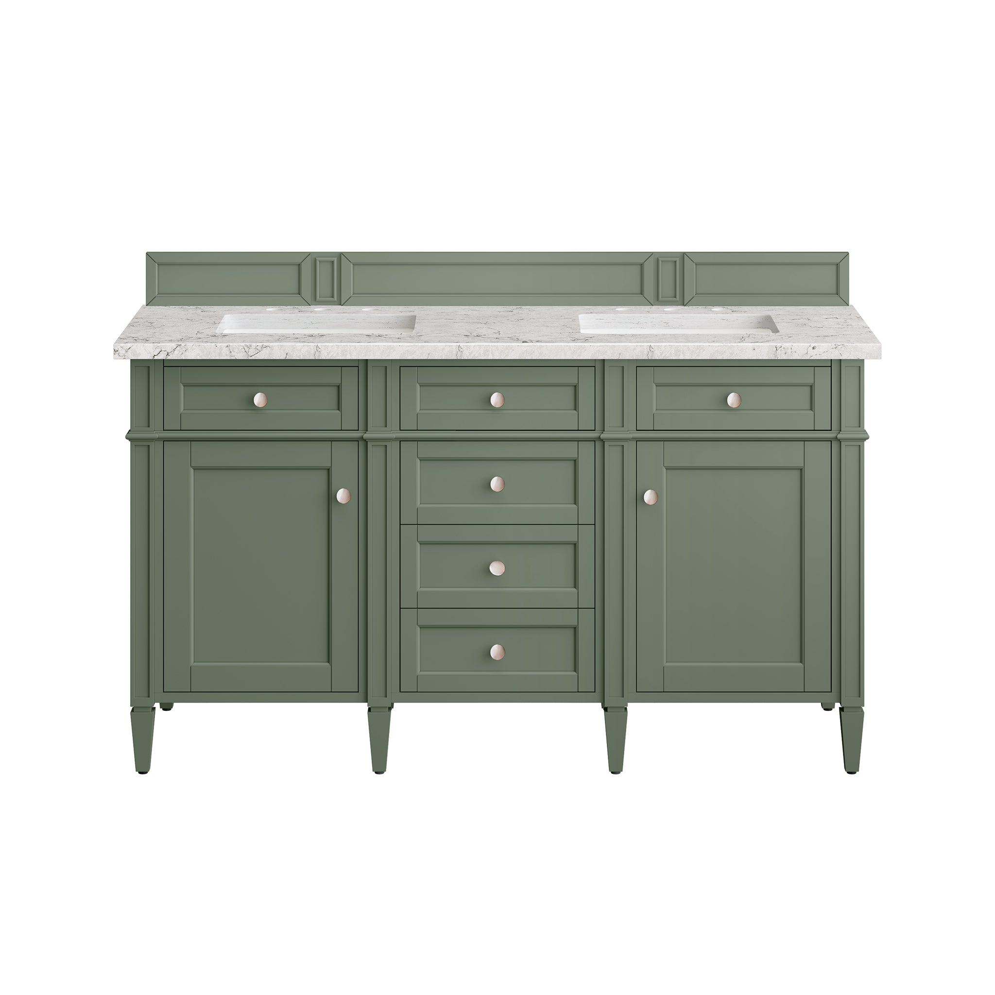 James Martin Brittany 60" Double Vanity in Smokey Celadon with 3cm Countertop