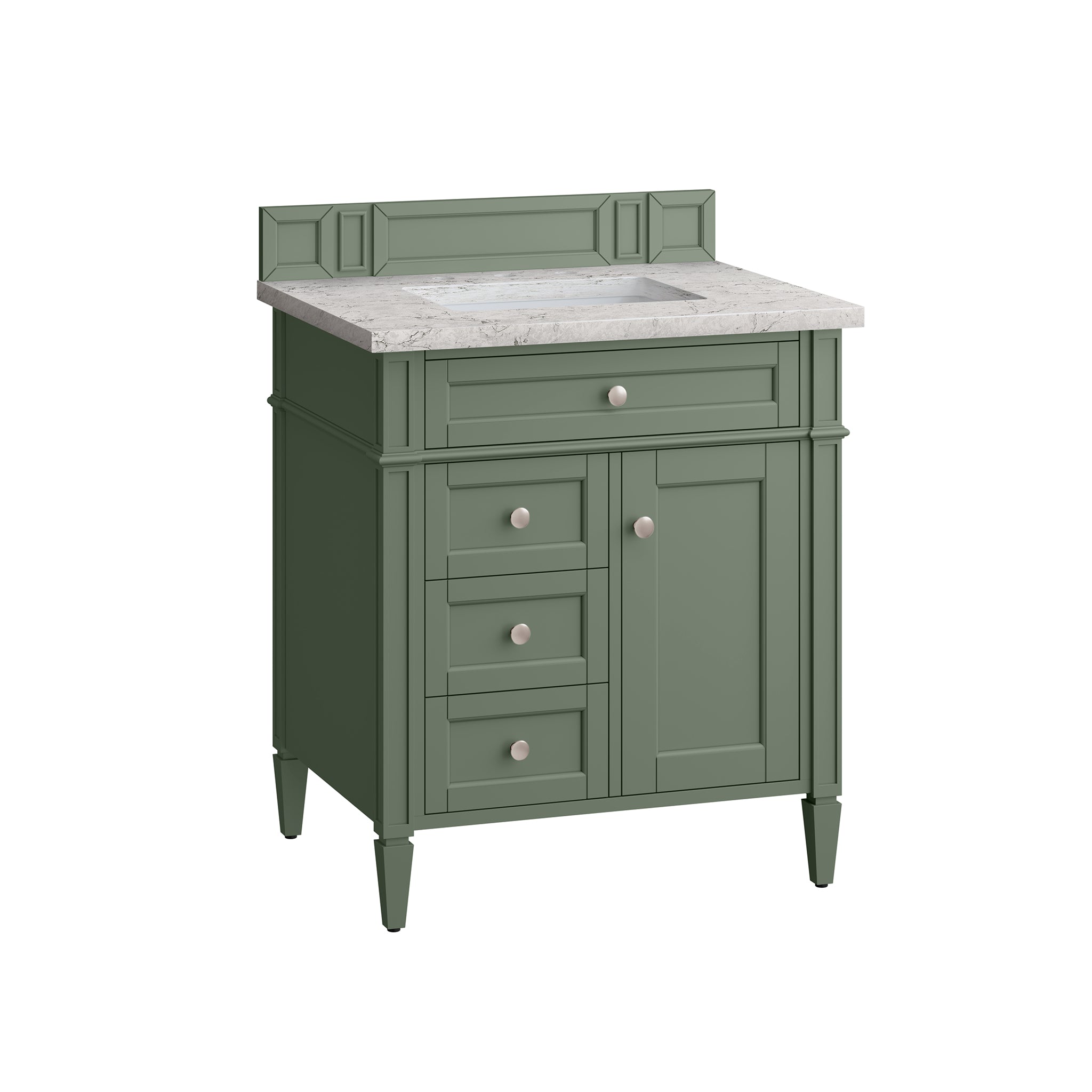 James Martin Brittany 30" Single Vanity in Smokey Celadon with 3cm Countertop