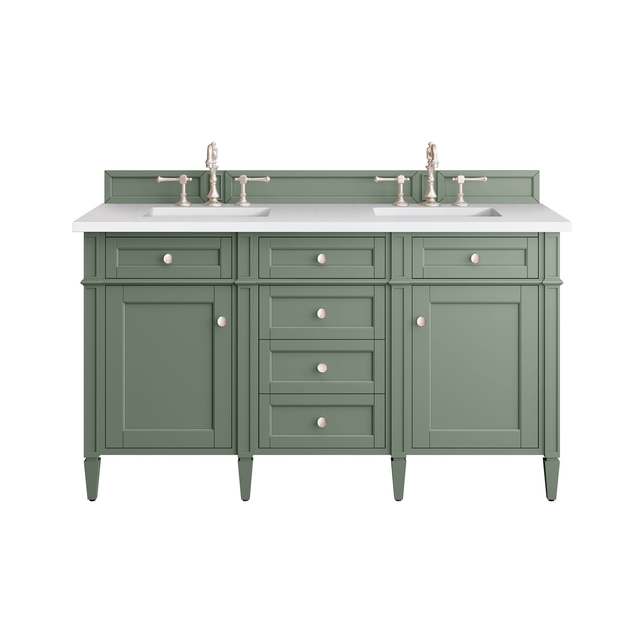 James Martin Brittany 60" Double Vanity in Smokey Celadon with 3cm Countertop