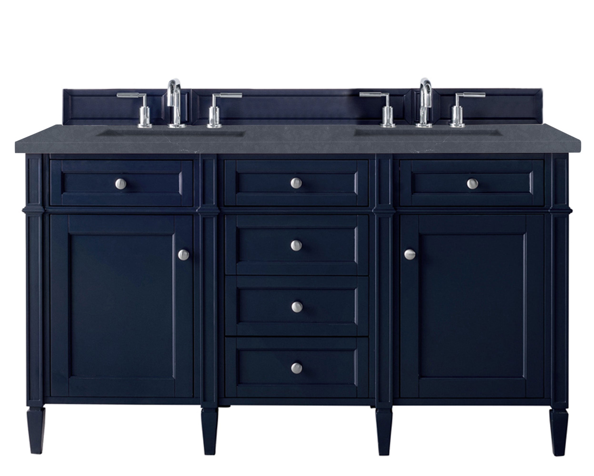 James Martin Brittany 60" Double Vanity in Victory Bleu with 3cm Countertop