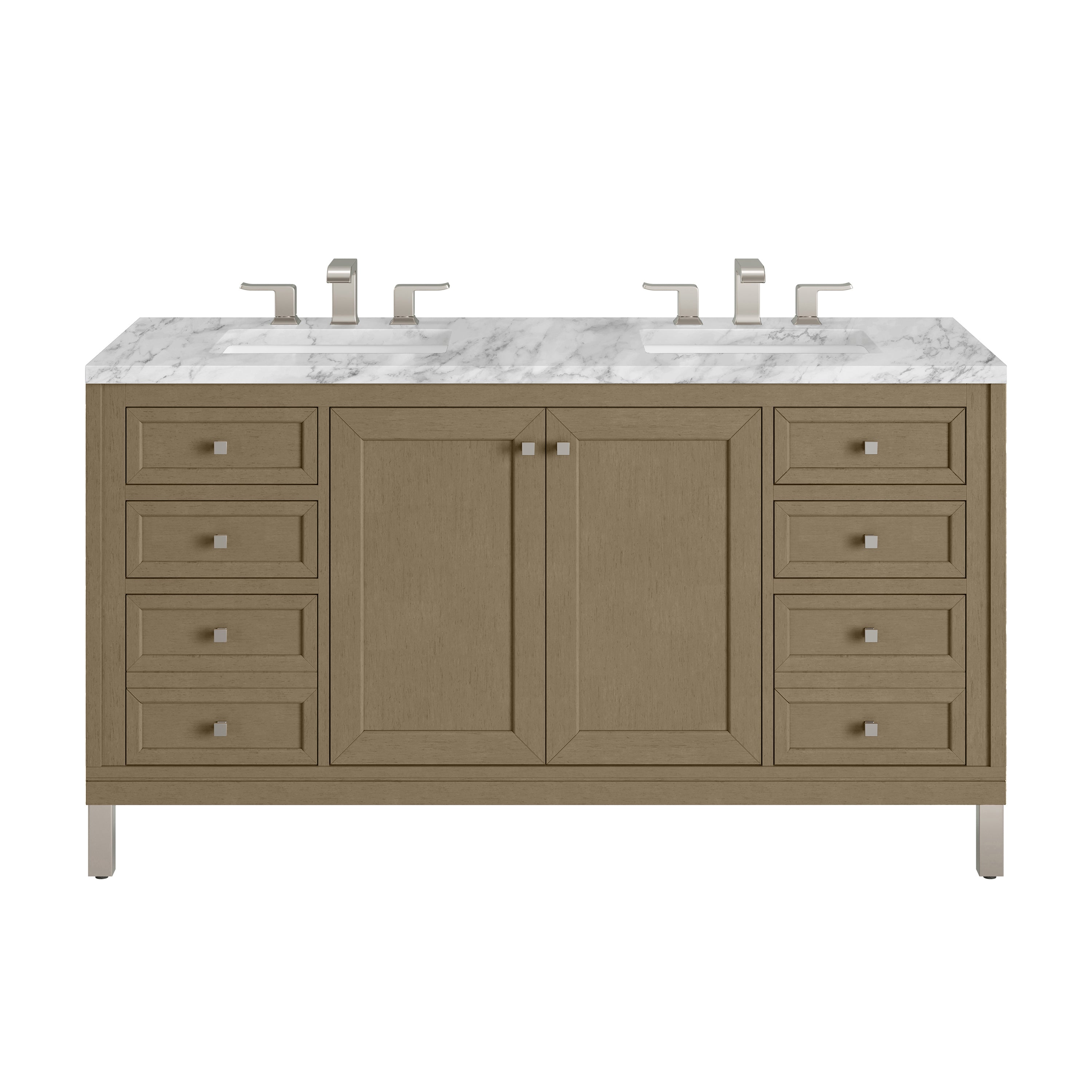 James Martin Chicago 60" Double Vanity in Walnut Whisper with 3cm Countertop
