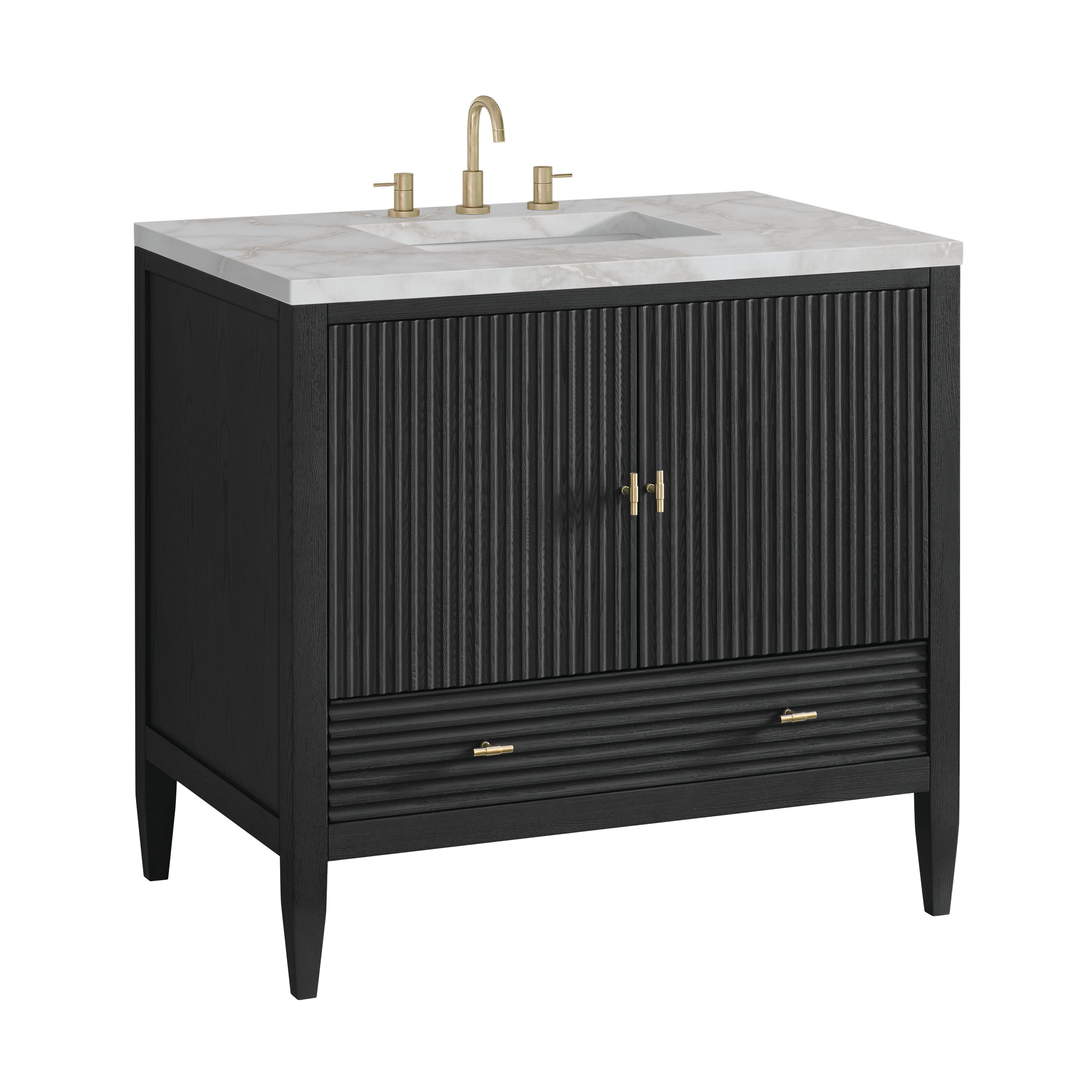 James Martin Myrrin 36" Vanity in Carbon Oak with 3cm Countertop