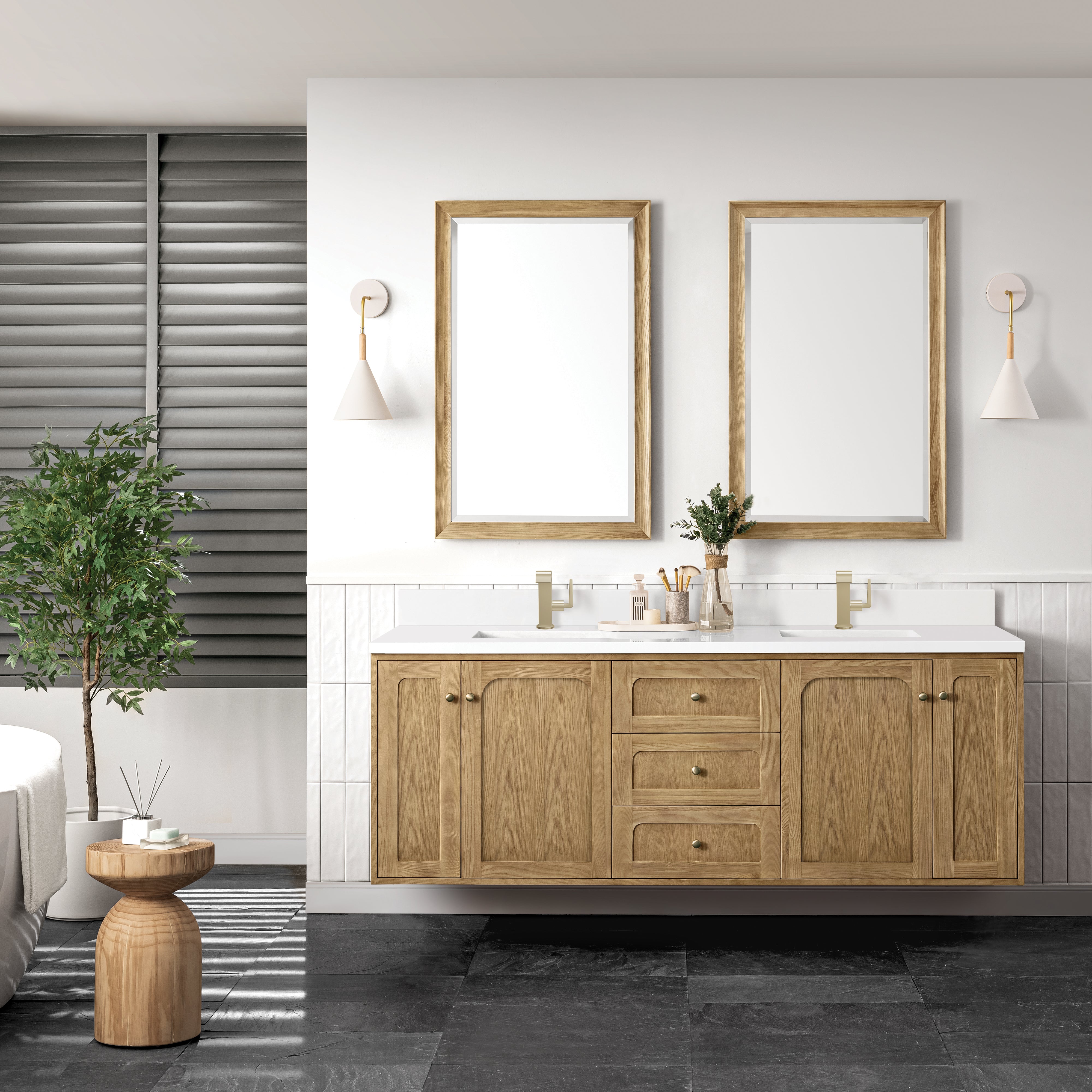 James Martin Laurent 72" Double Vanity in Light Natural Oak with 3cm Countertop