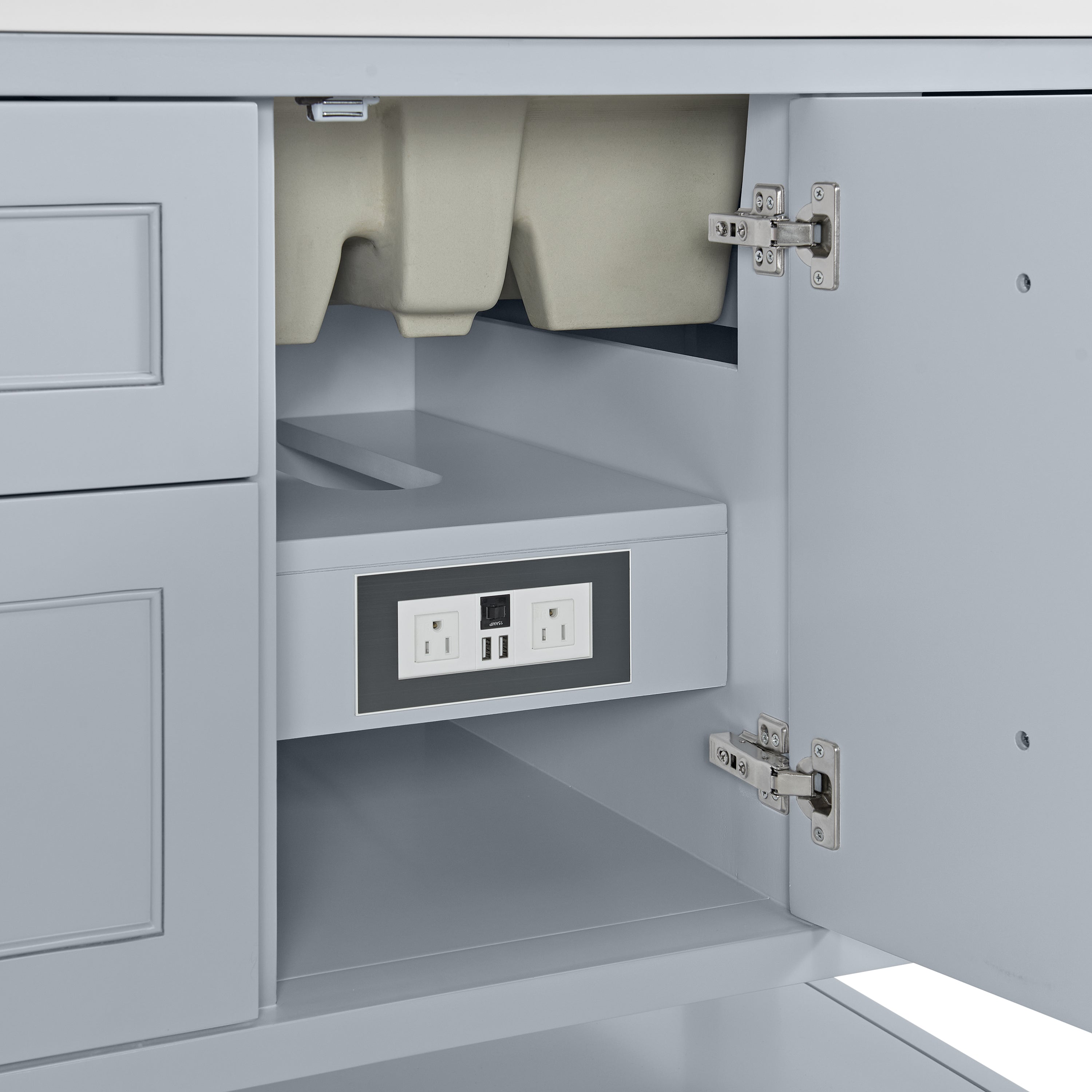 James Martin Breckenridge 72" Double Vanity in Serenity Blue with 3cm Countertop and FreePower Wireless Charger