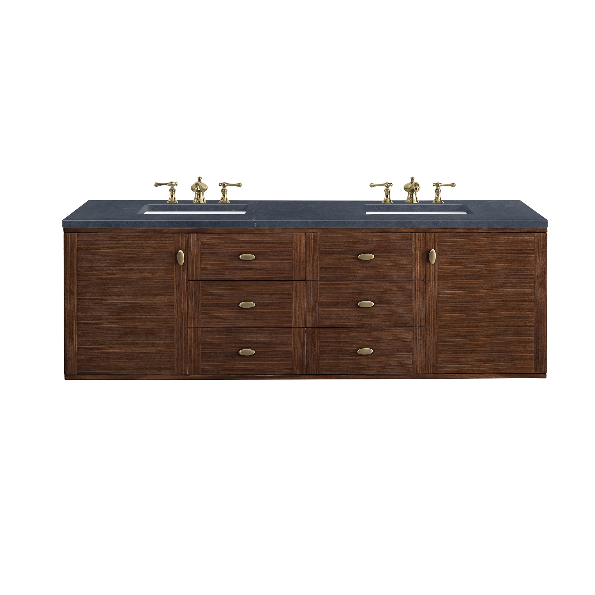 James Martin Amberly 72" Double Vanity in Mid-Century Walnut with 3cm Countertop