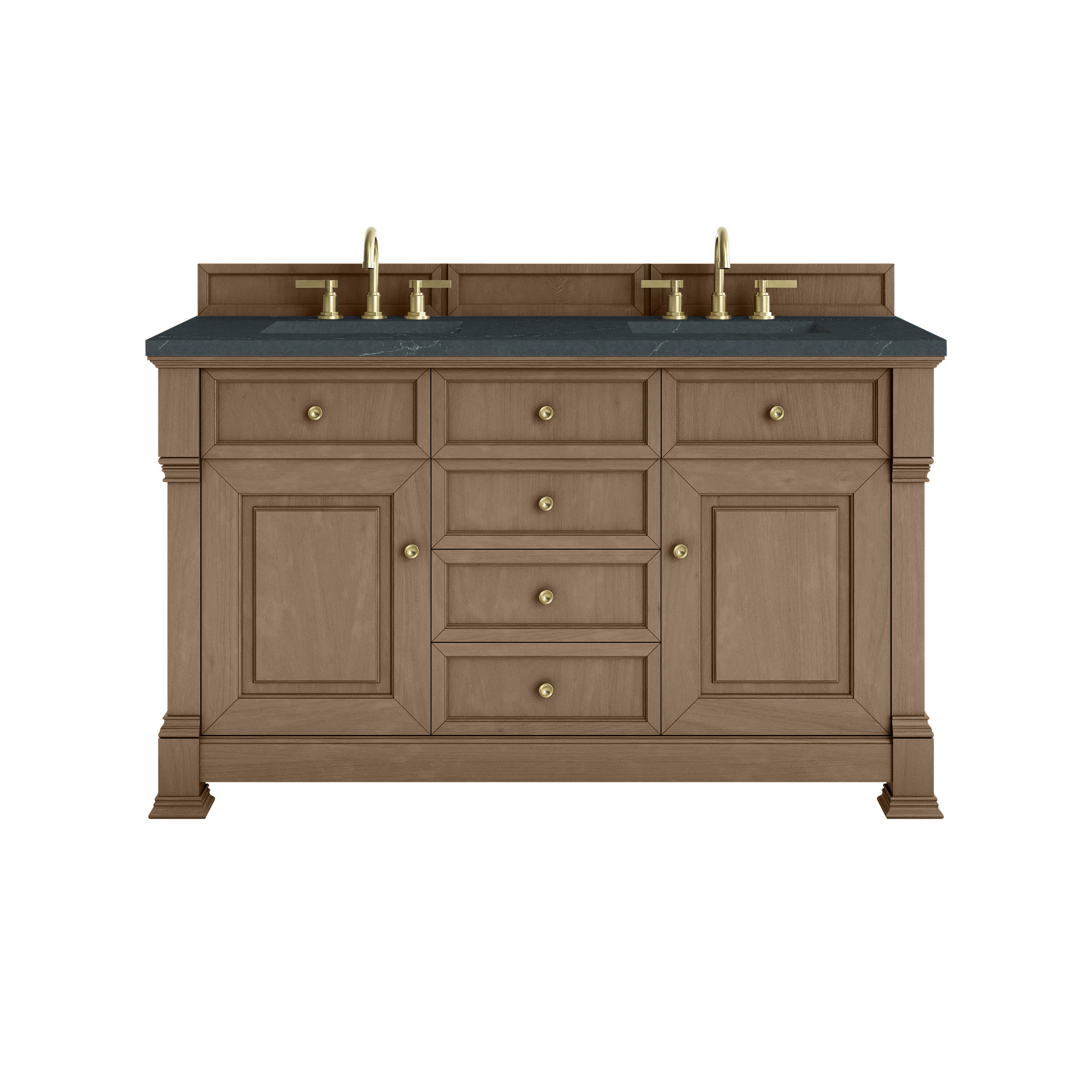 James Martin Brookfield 60" Double Vanity in Pecan with 3cm Countertop