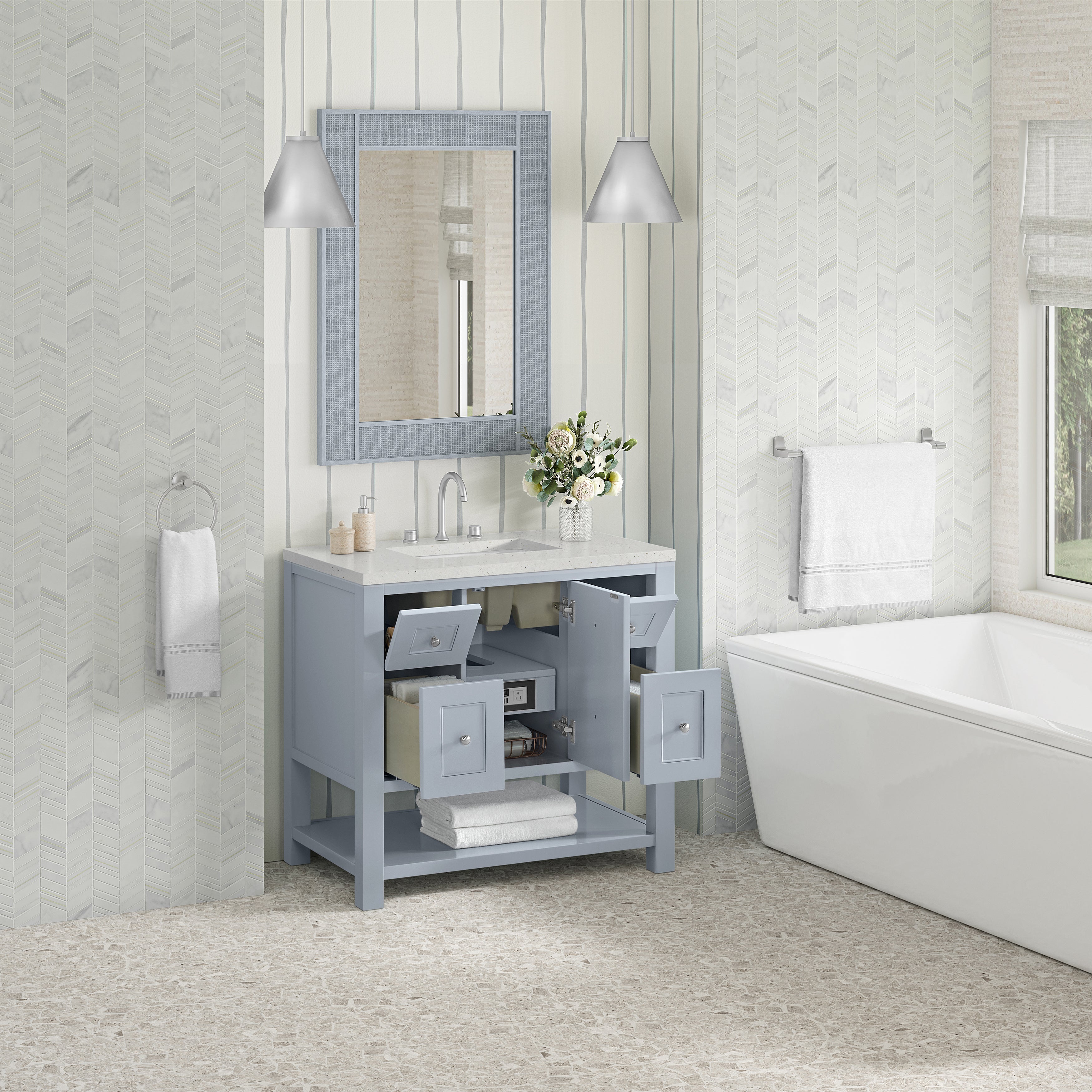 James Martin Breckenridge 36" Single in Serenity Blue with 3cm Countertop