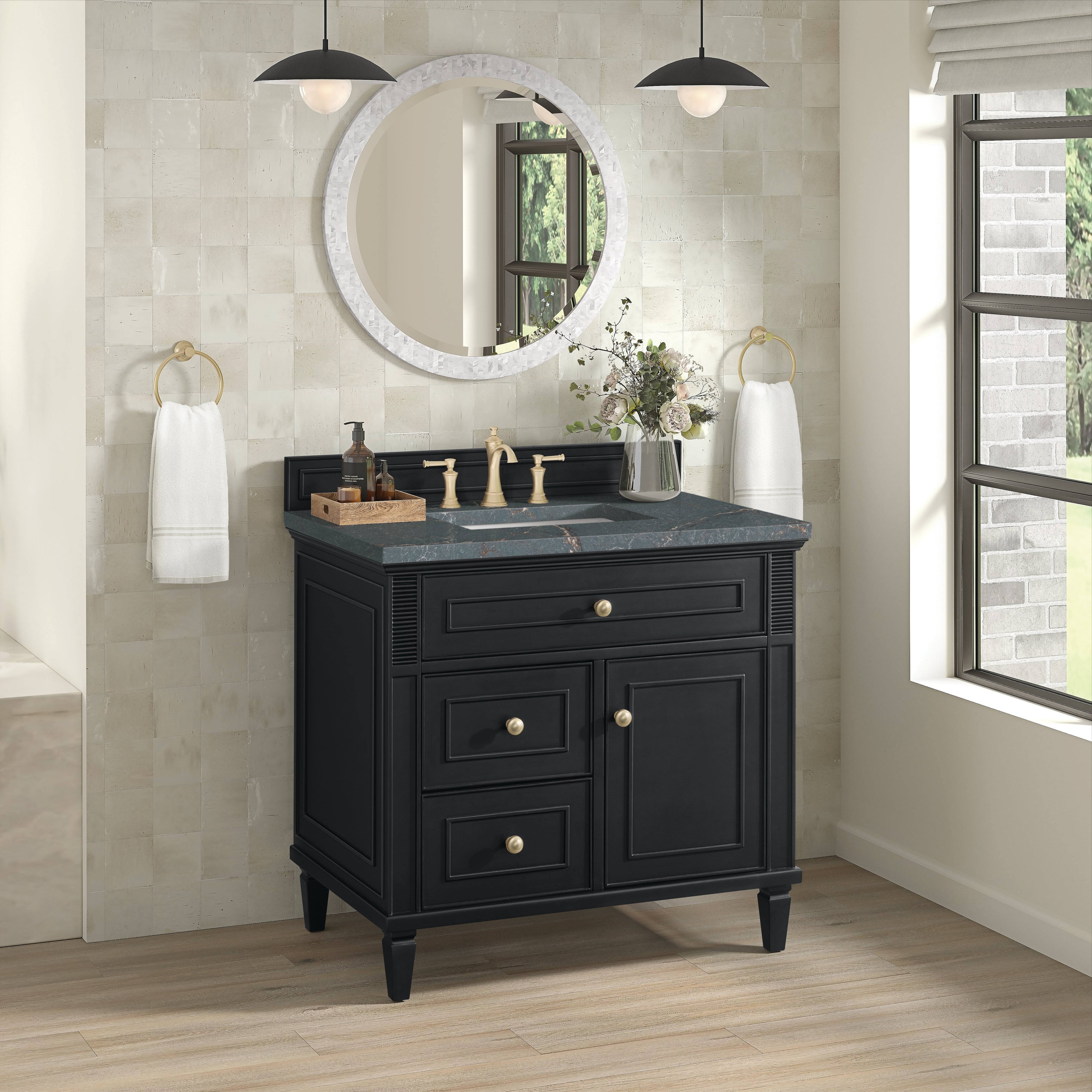 James Martin Lorelai 36" Single Vanity in Black Onyx with 3cm Countertop