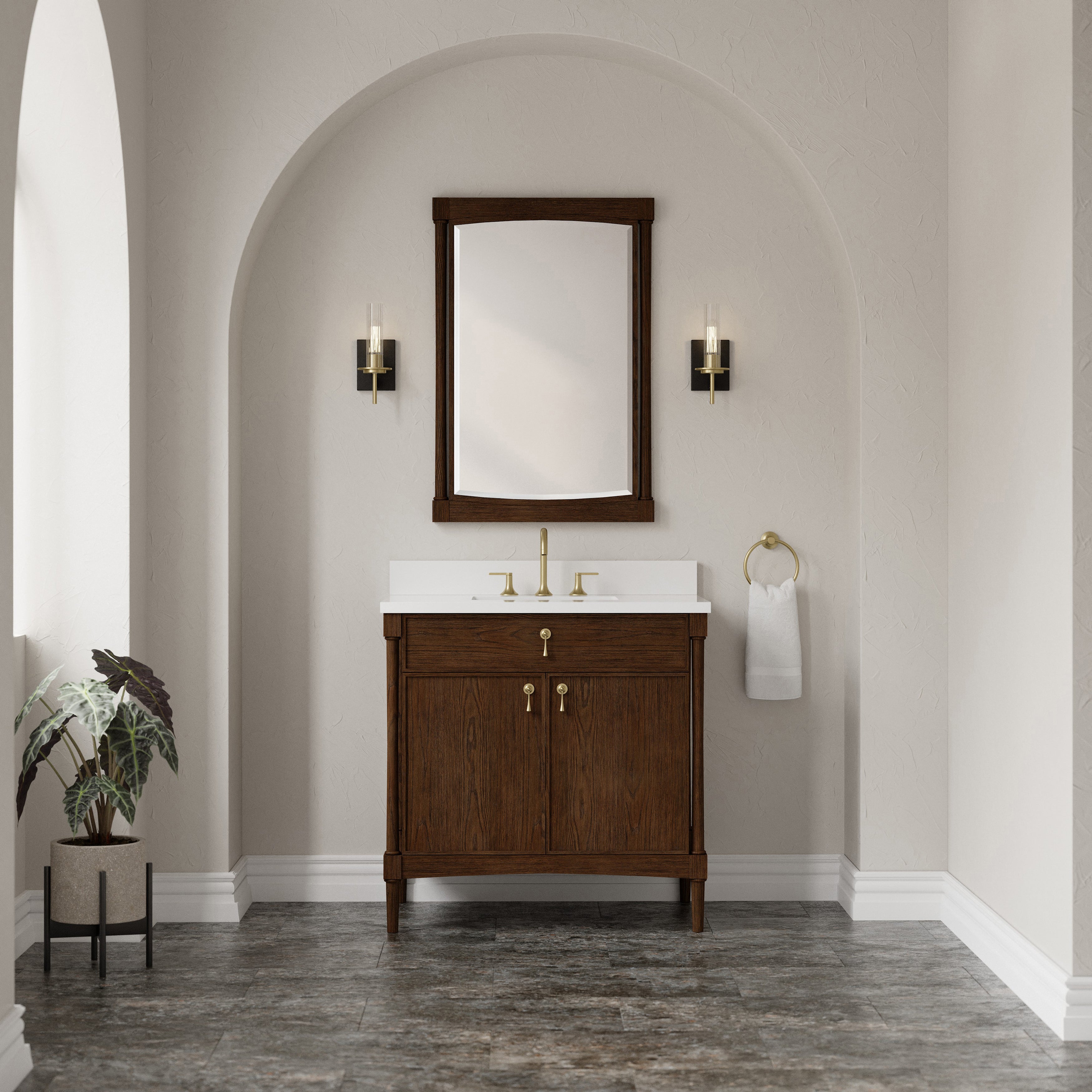 James Martin Kinnsden 36" Single Vanity in Sable Oak with 3cm Countertop