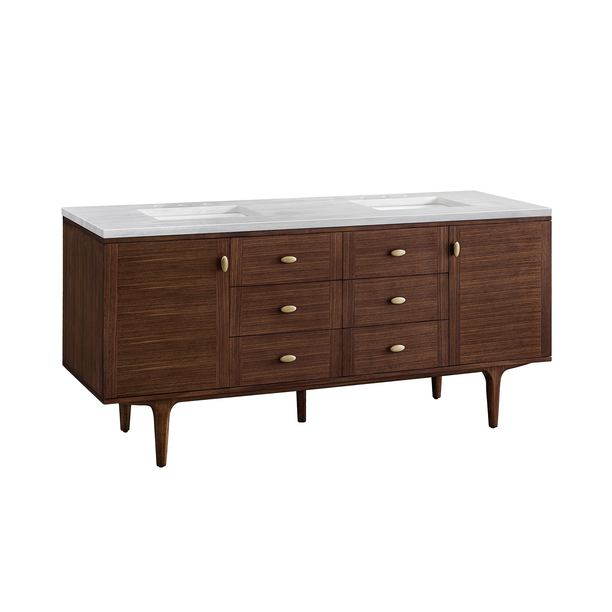 James Martin Amberly 72" Double Vanity in Mid-Century Walnut with 3cm Countertop