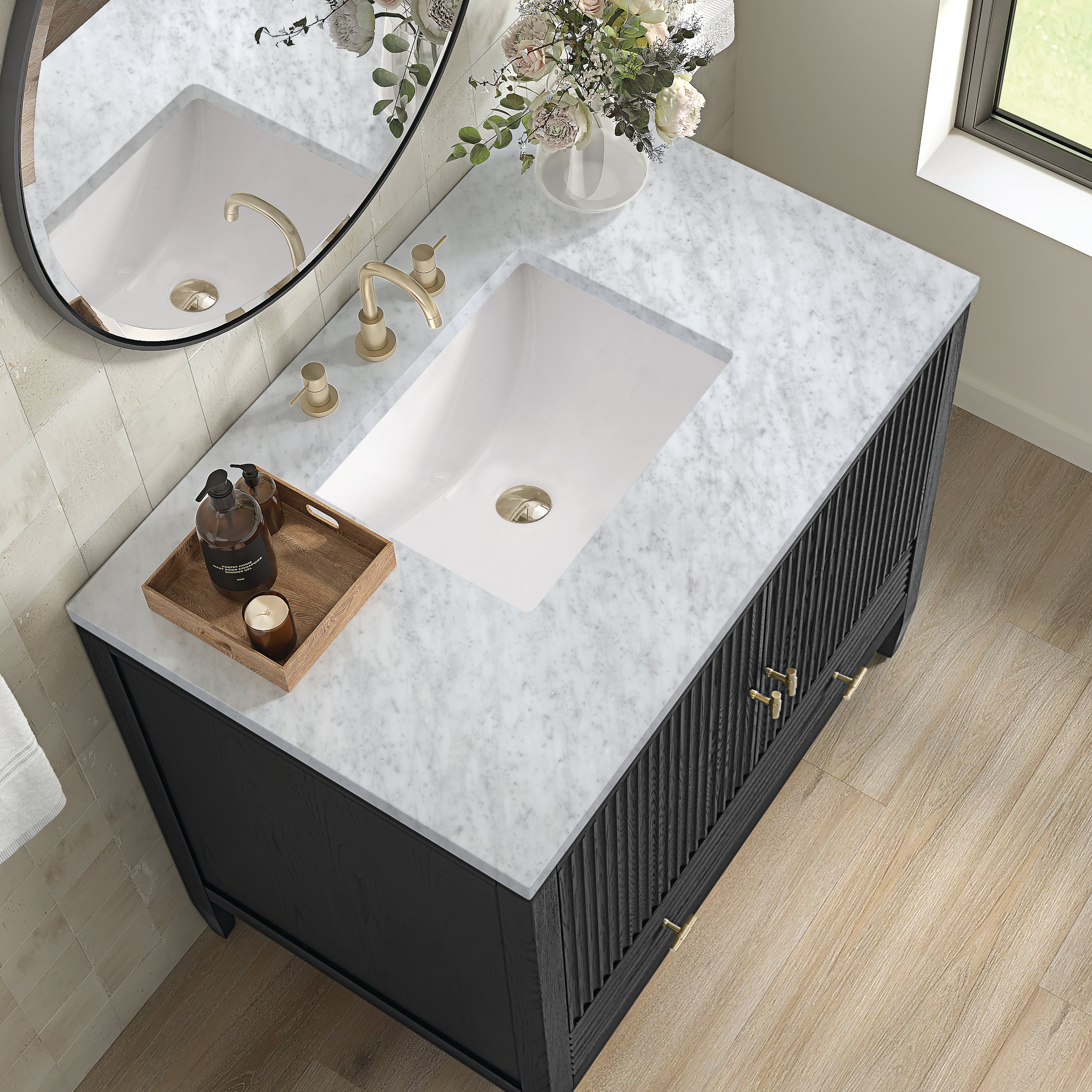 James Martin Myrrin 36" Vanity in Carbon Oak with 3cm Countertop
