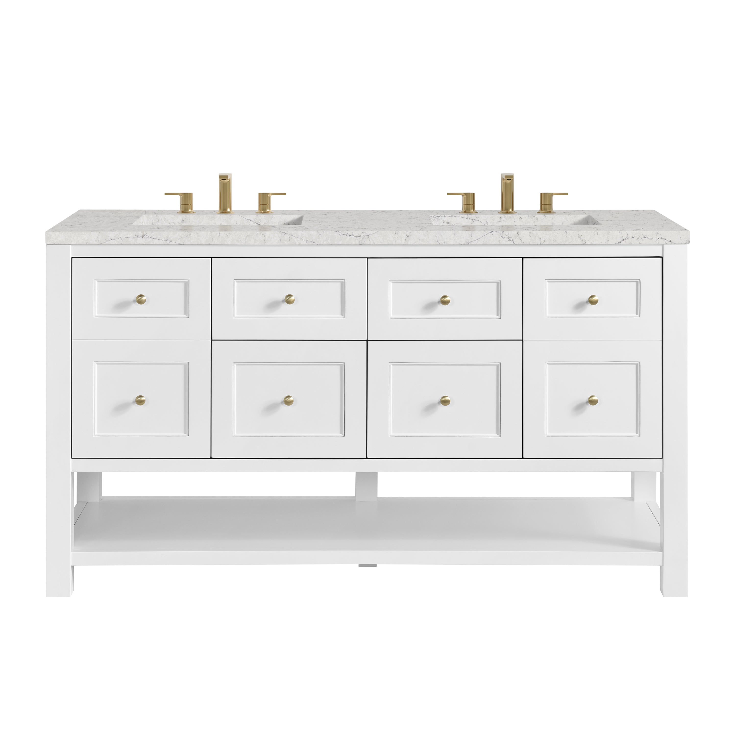 James Martin Breckenridge 60" Double Vanity in Bright White with 3cm Countertop