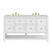 James Martin Breckenridge 60" Double Vanity in Bright White with 3cm Countertop and FreePower Wireless Charger